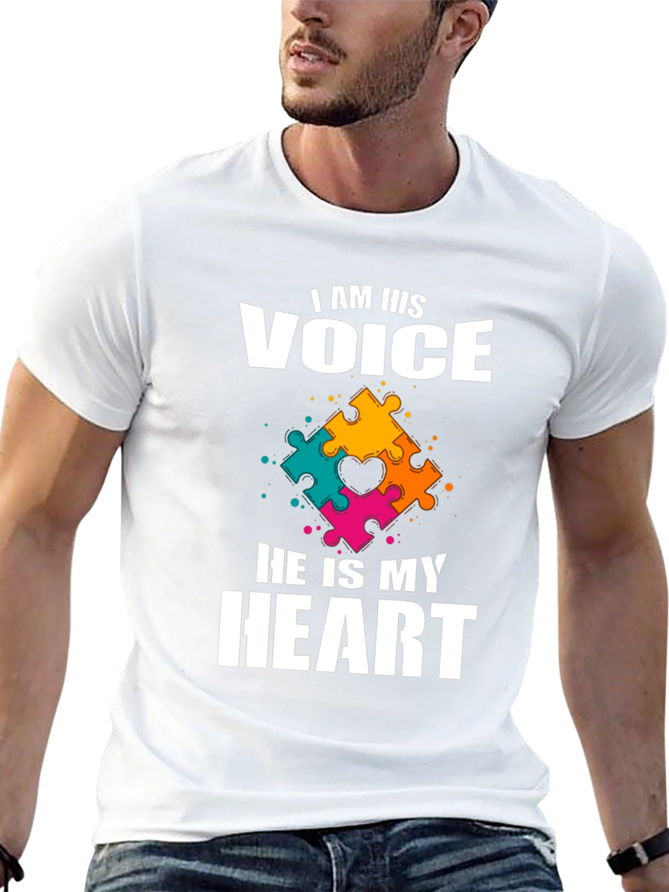 Autism Awareness T-Shirt: Voice and Heart Puzzle Piece Design