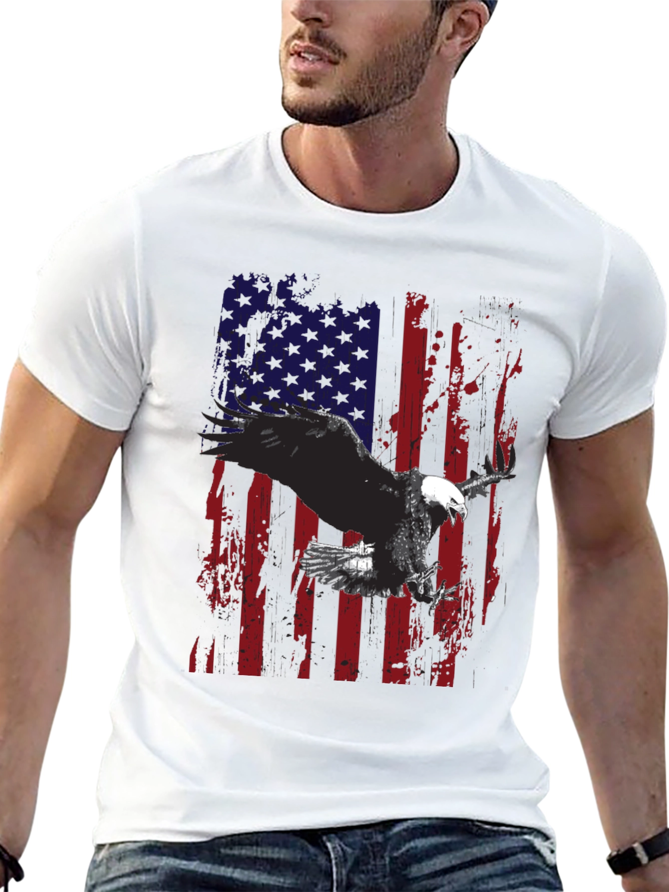 Eagle American Flag Graphic Tee - Patriotic Style