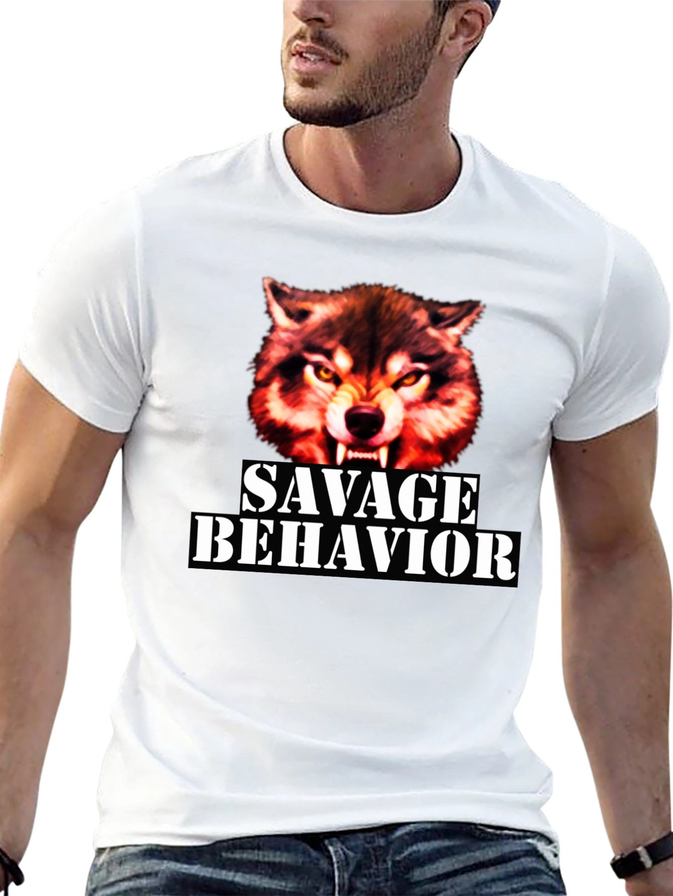Savage Behavior Wolf Graphic T-Shirt