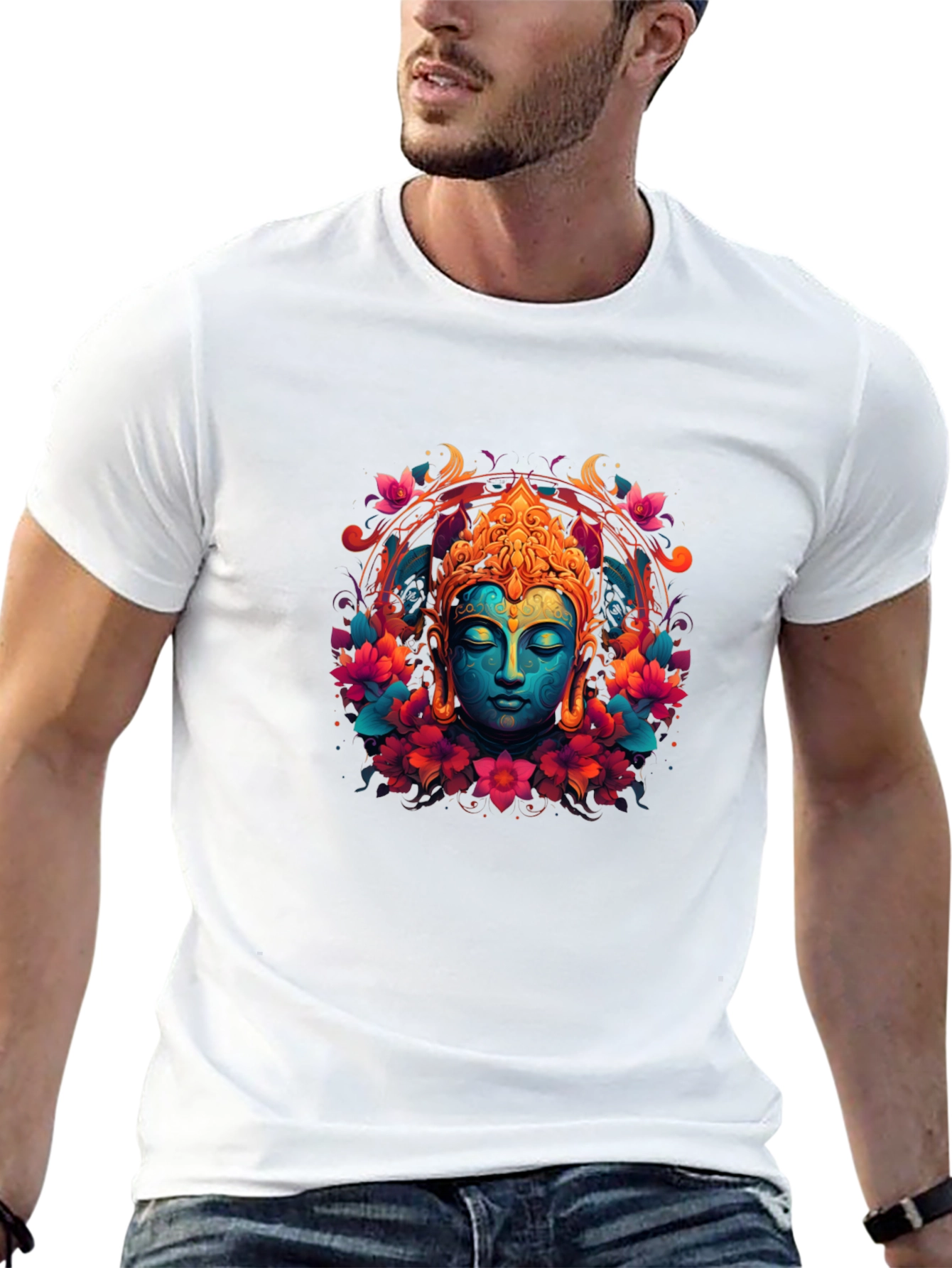 Vibrant Buddha Graphic T-Shirt