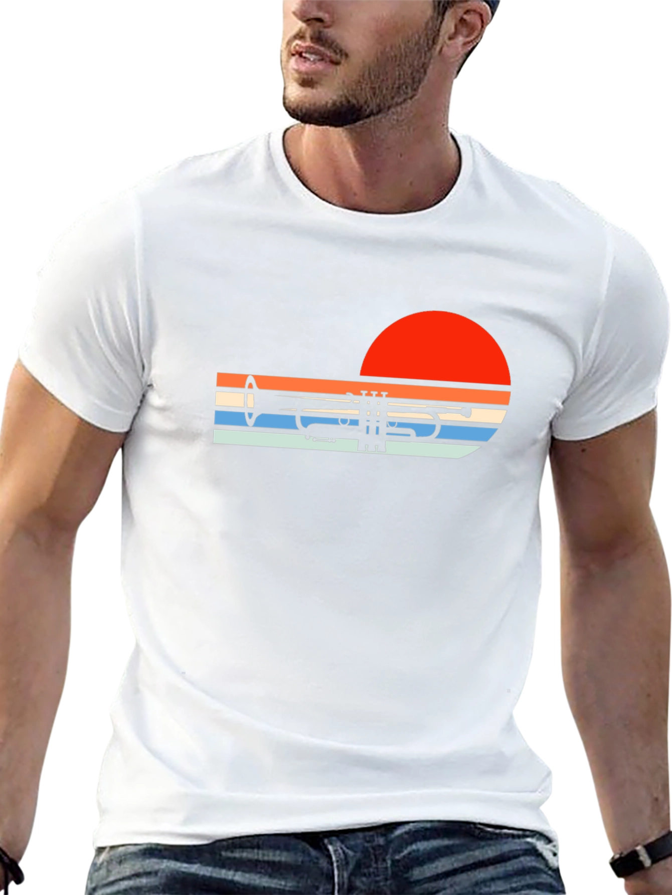 Retro Trumpet Sunset Graphic Tee