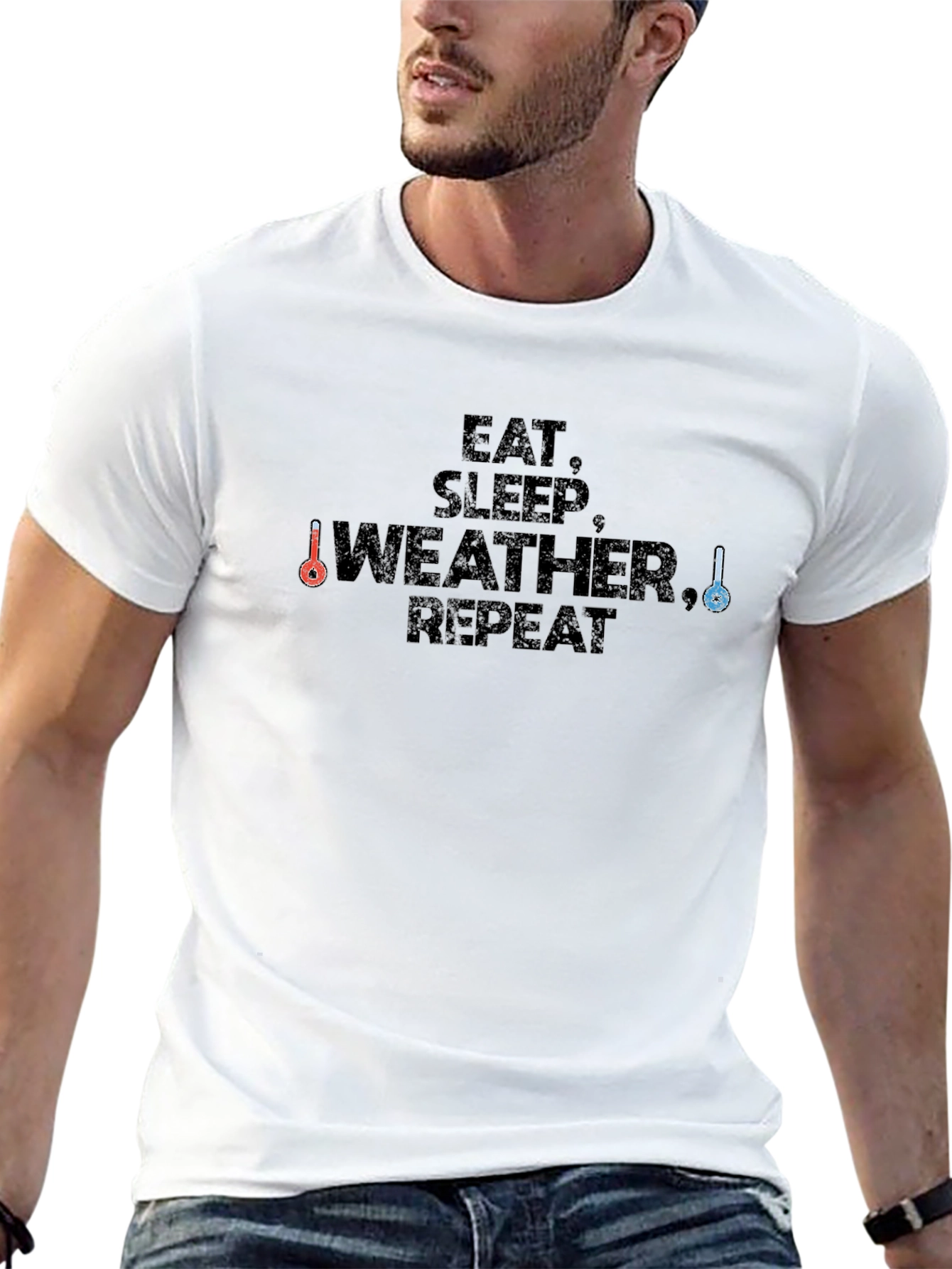Eat Sleep Weather Repeat Black T-Shirt