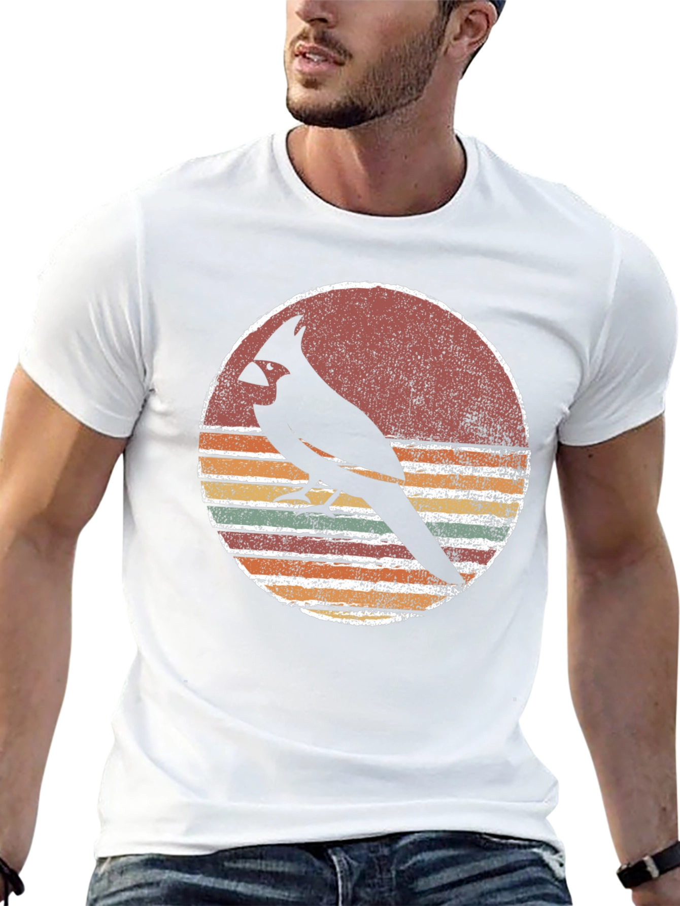 Retro Cardinal Bird Graphic T-Shirt