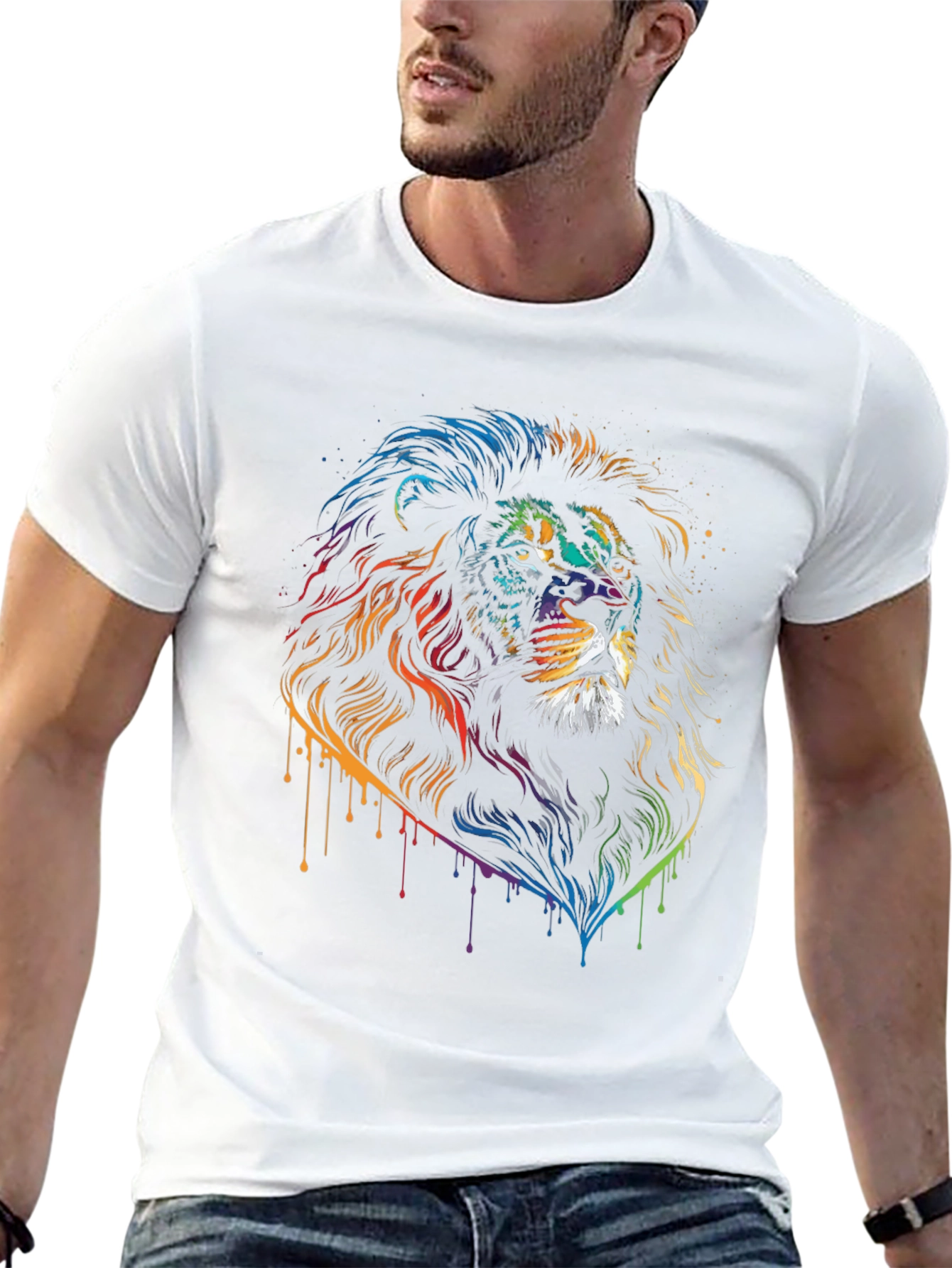 Rainbow Lion Graphic Black T-Shirt