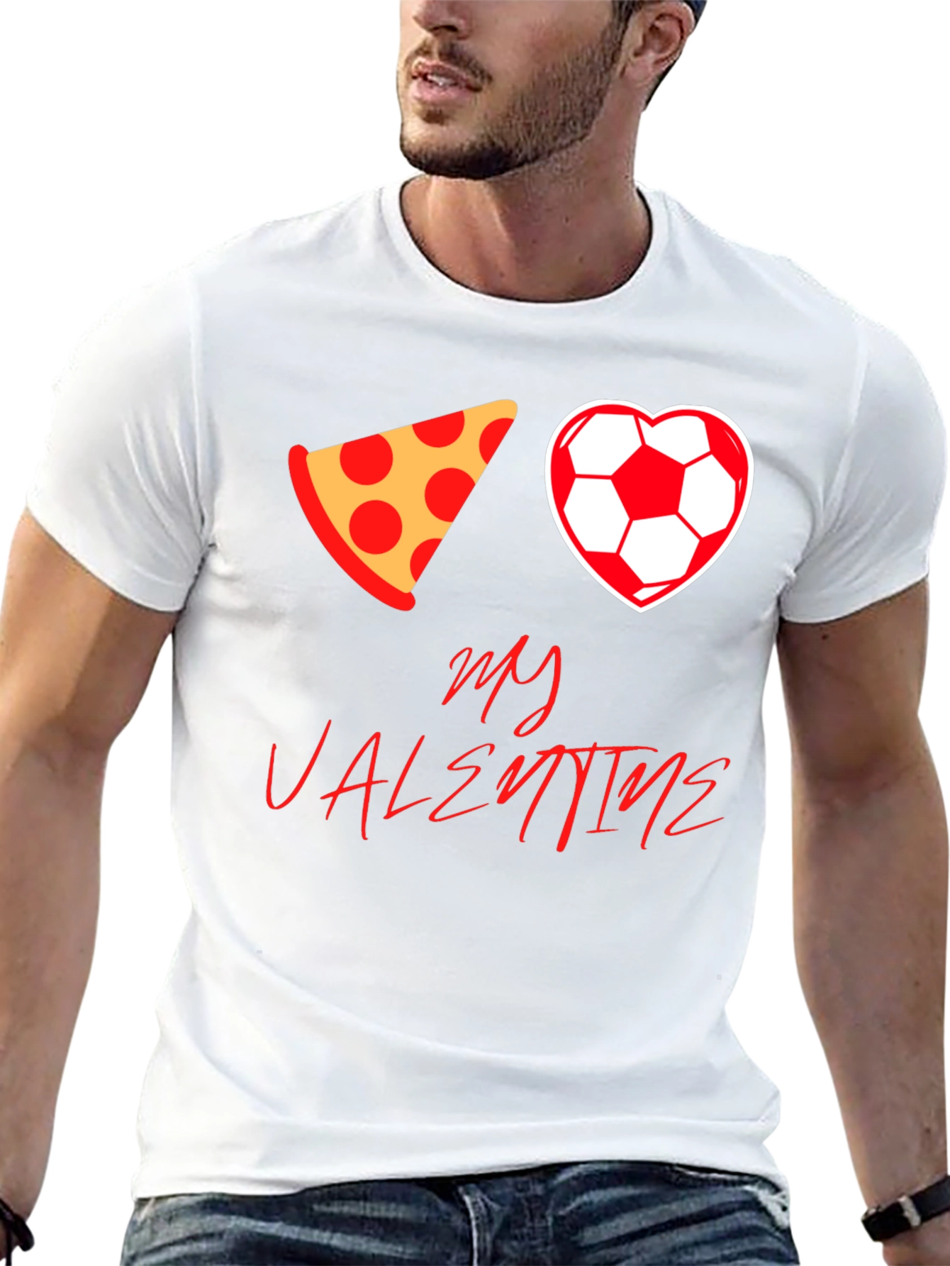 Pizza Soccer Valentine T-Shirt - Mens Black Tee