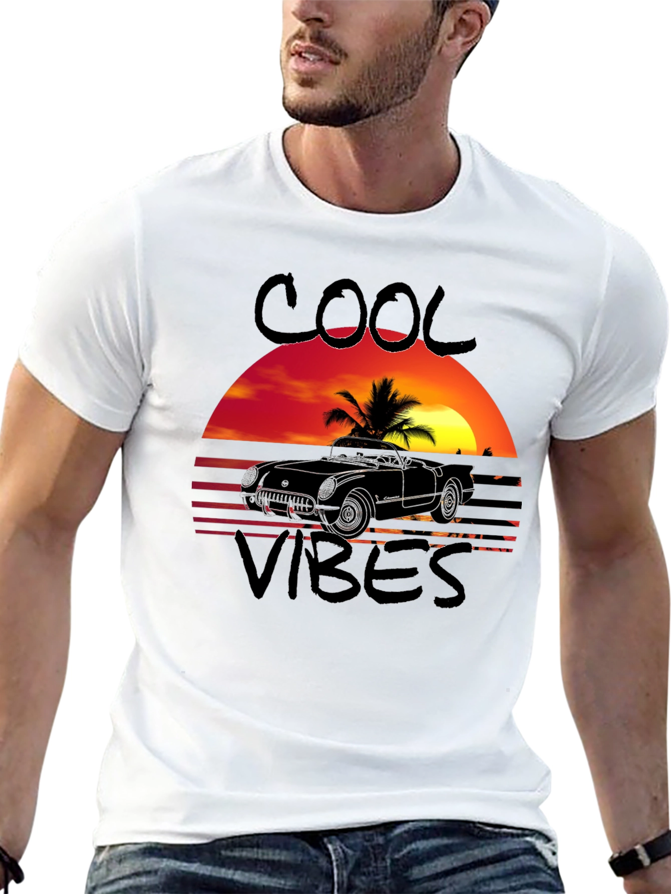 Cool Vibes Car Graphic T-Shirt