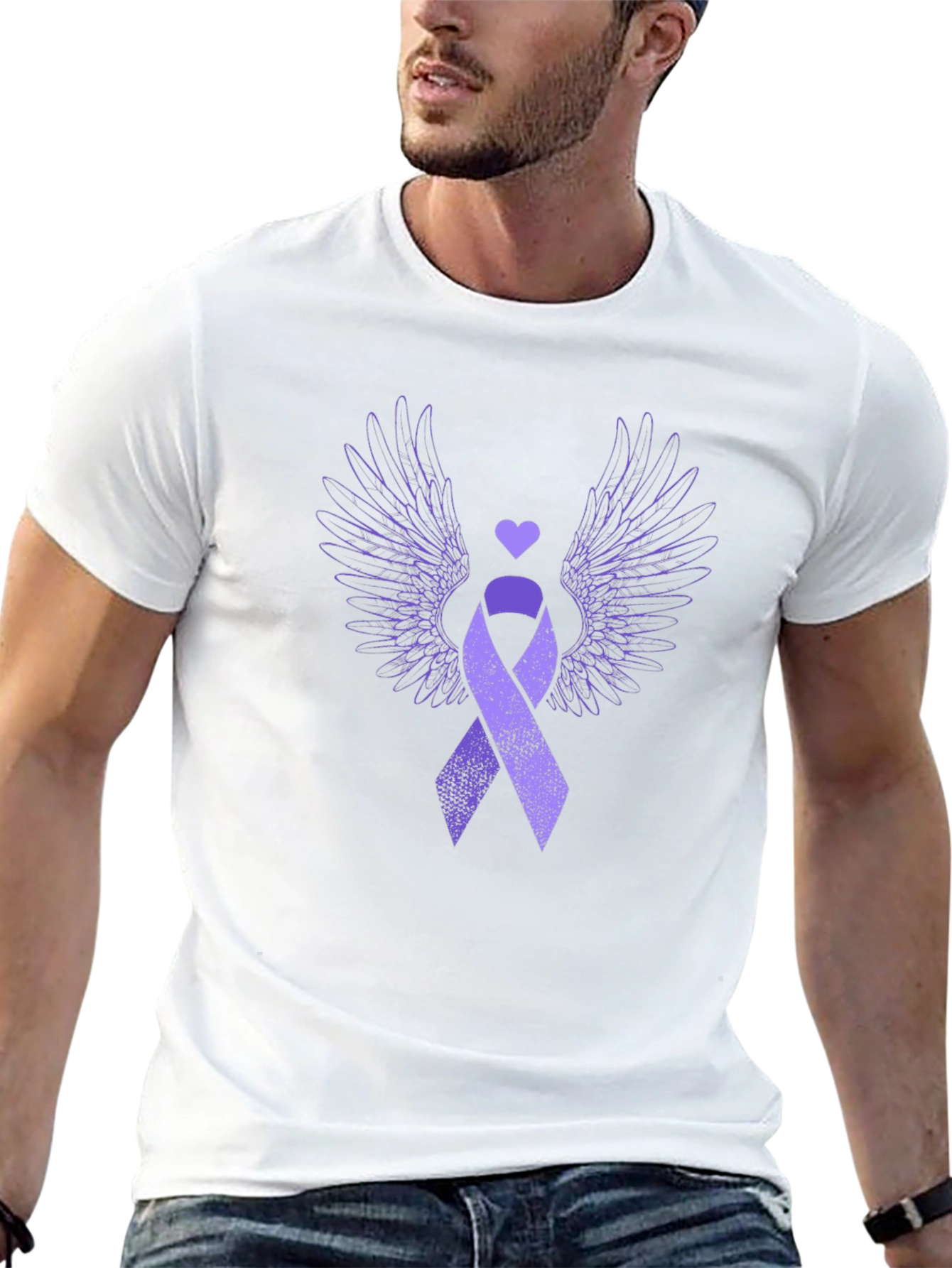 Purple Ribbon Wings Graphic Tee