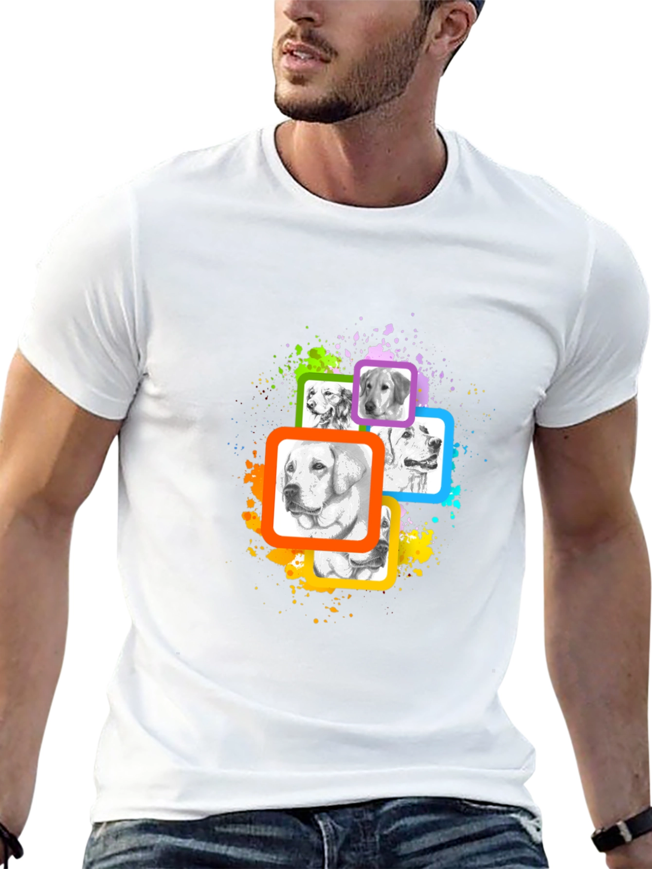 Dog Portrait Graphic T-Shirt - Black