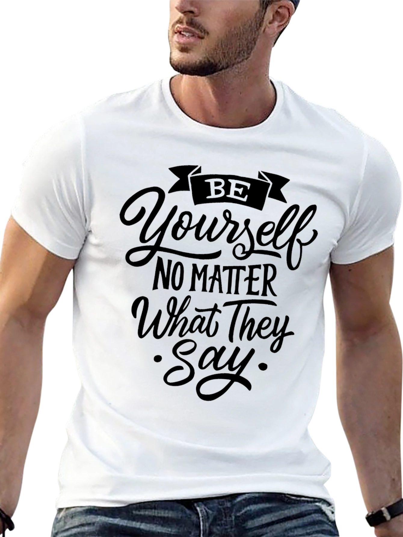 Be Yourself Graphic Tee - Motivational Black T-Shirt