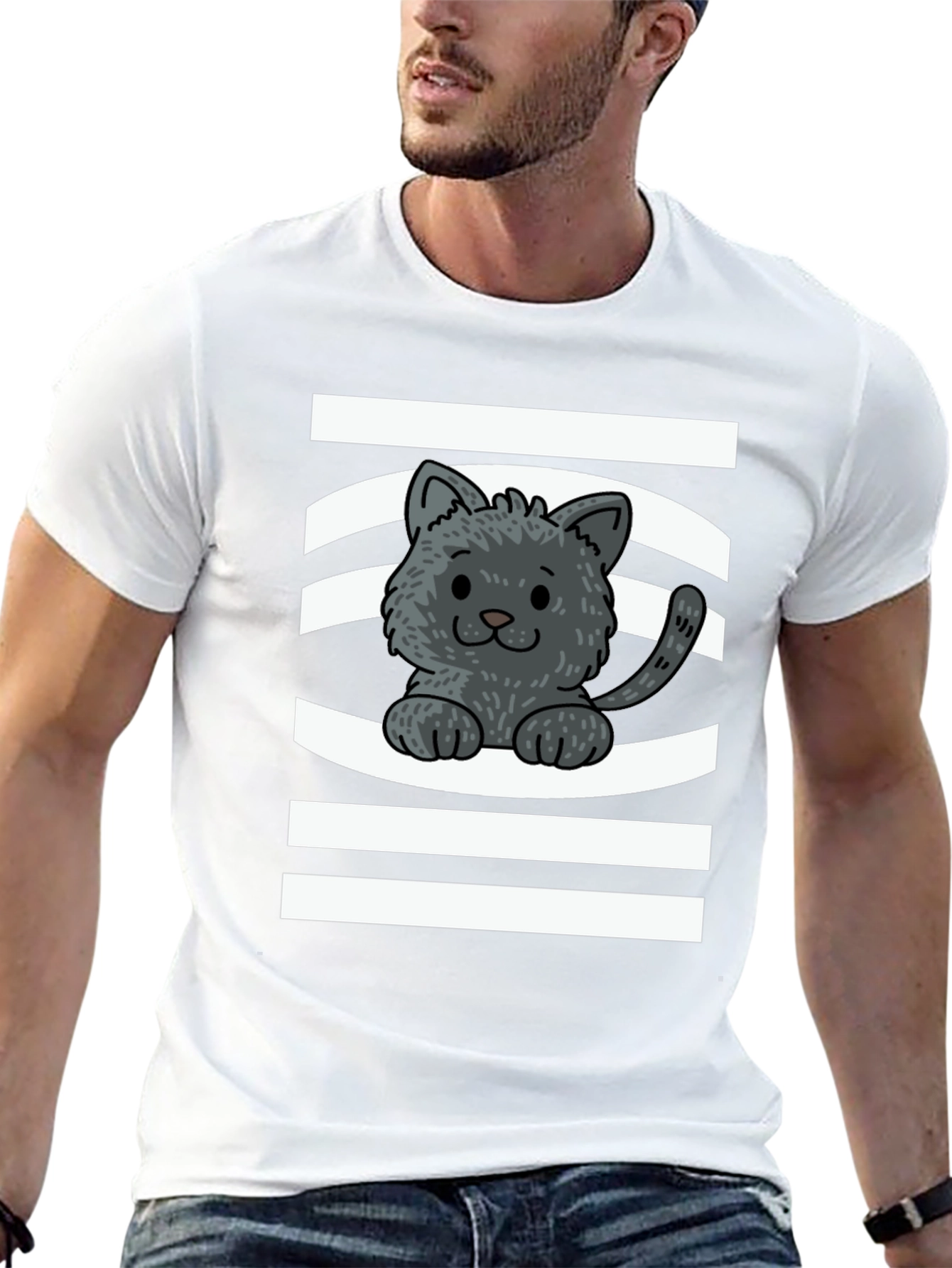 Cute Kitten Graphic Tee - Unisex Black T-Shirt