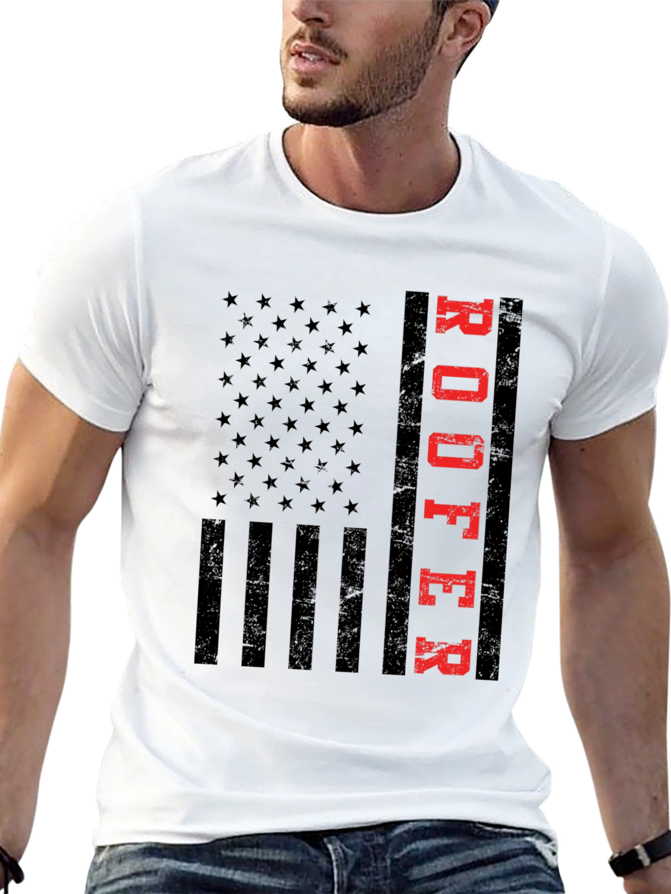 Roofer American Flag T-Shirt Patriotic Job Pride
