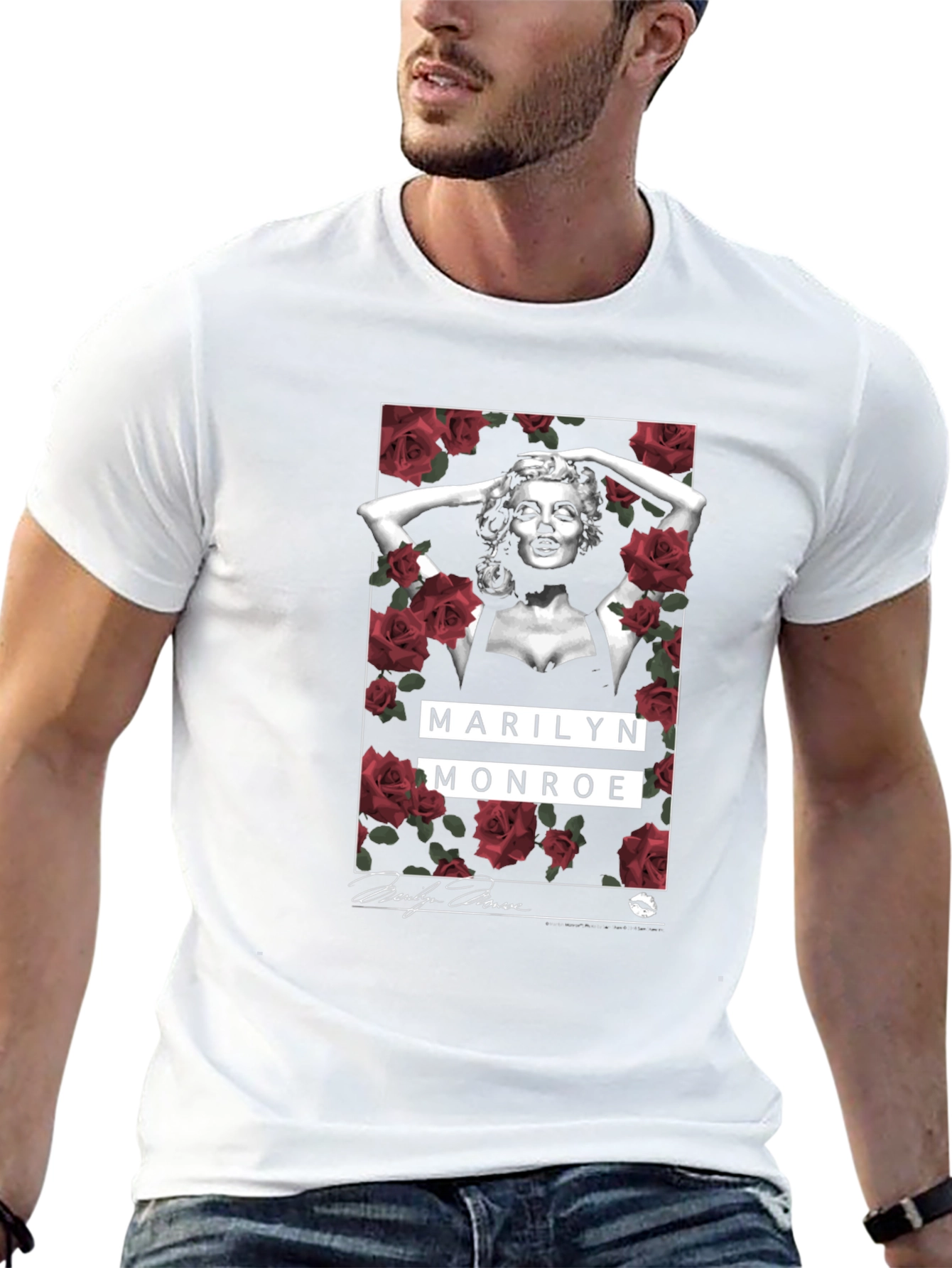 Marilyn Monroe Rose Graphic Tee - Classic Style