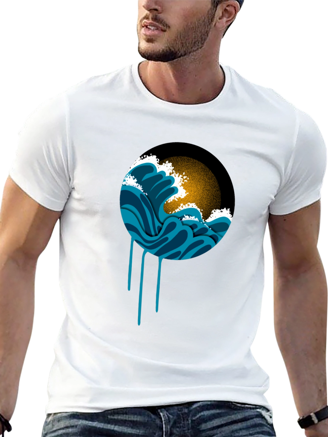 Ocean Wave Graphic Black T-Shirt