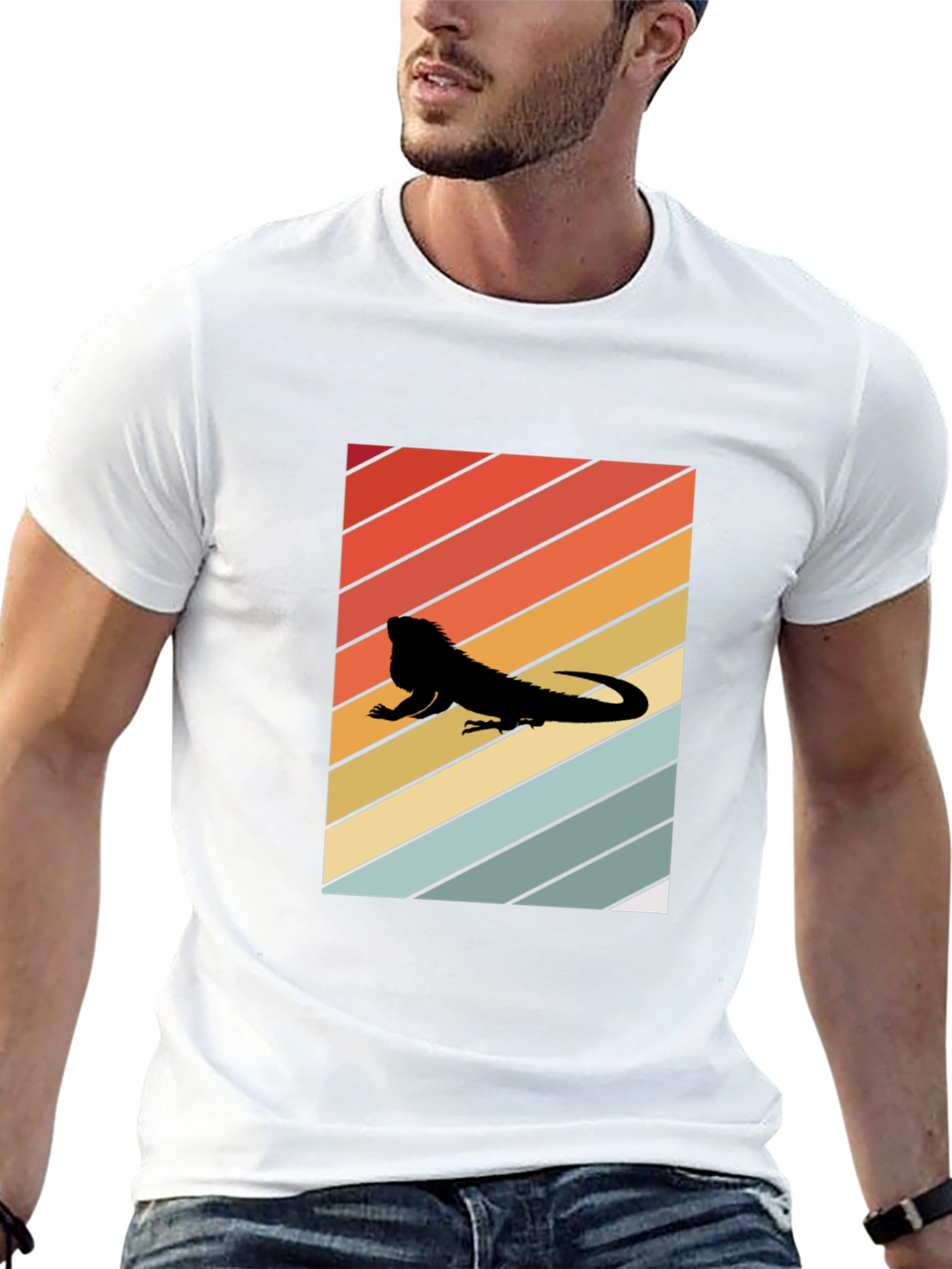 Retro Iguana Sunset Tee - Cool Reptile Lover Shirt