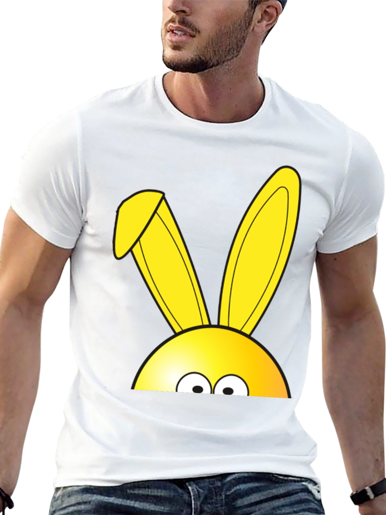Easter Bunny Peeking T-Shirt - Black