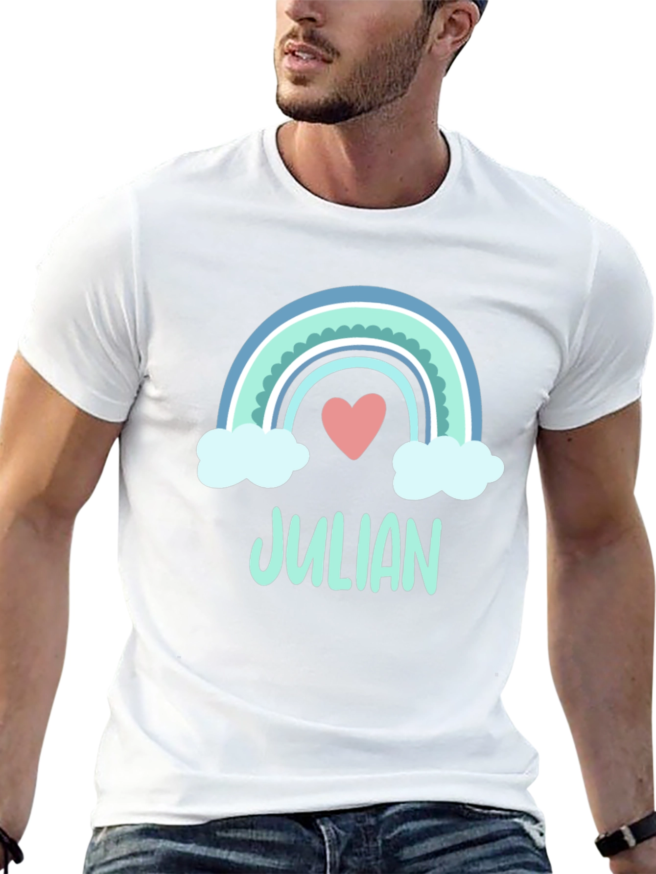 Julian Rainbow Heart Personalized T-Shirt