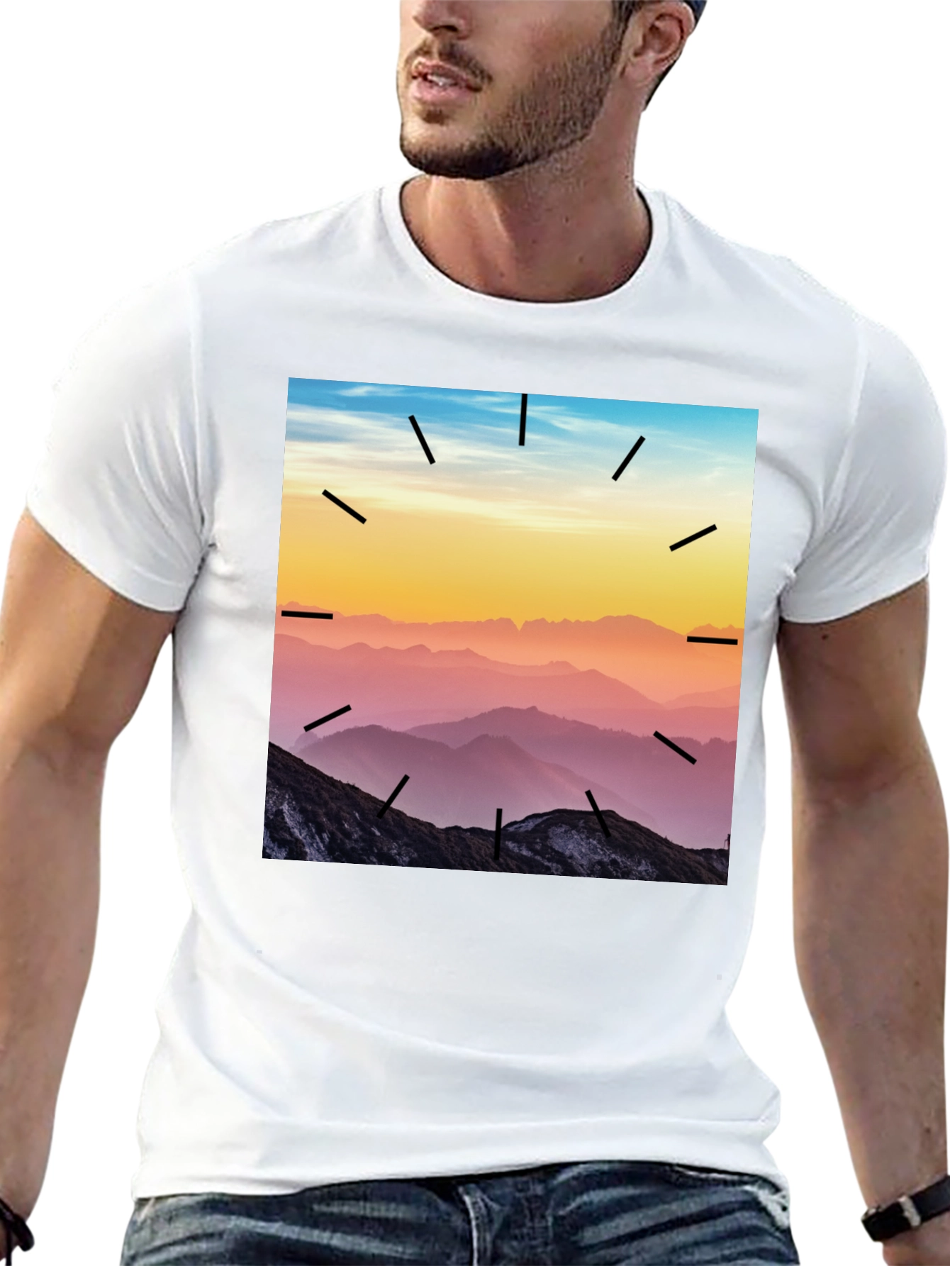 Mountains Time Graphic Tee - Black