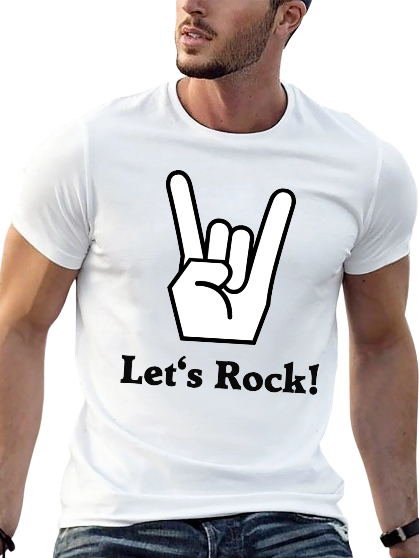 Lets Rock Graphic Tee - Black Cotton T-Shirt