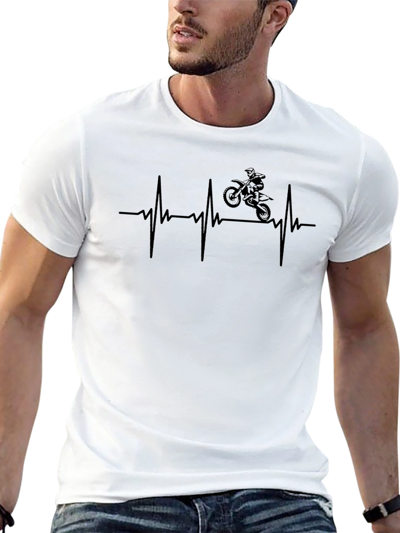 Dirt Bike Heartbeat Graphic T-Shirt