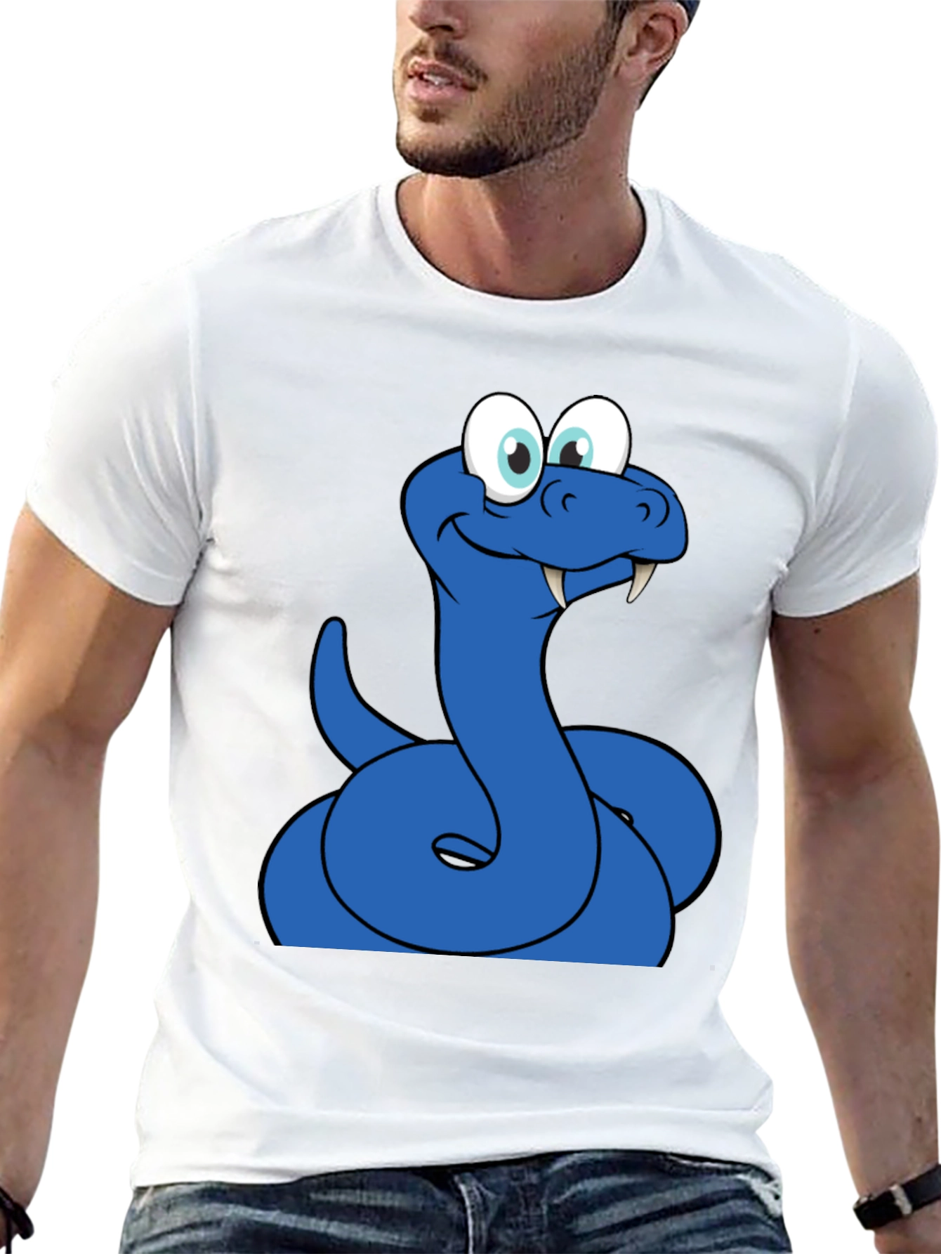 Cartoon Snake Graphic Tee - Mens Black T-Shirt