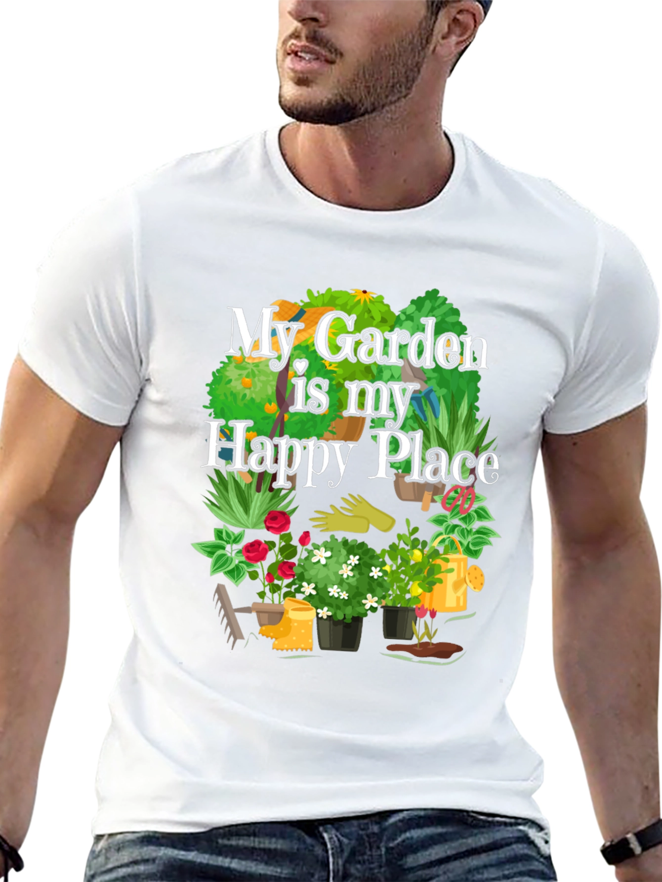 My Garden is My Happy Place Black T-Shirt