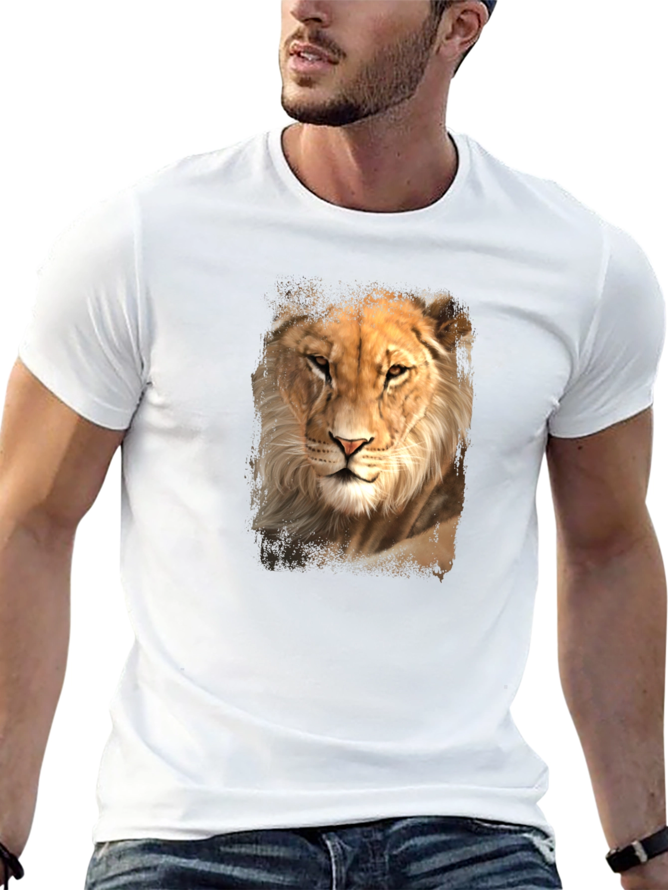 Lion Graphic Tee - Black Casual T-Shirt