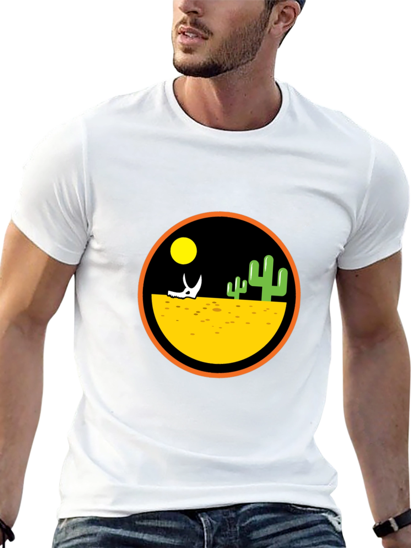 Desert Scene Graphic Print Black T-Shirt