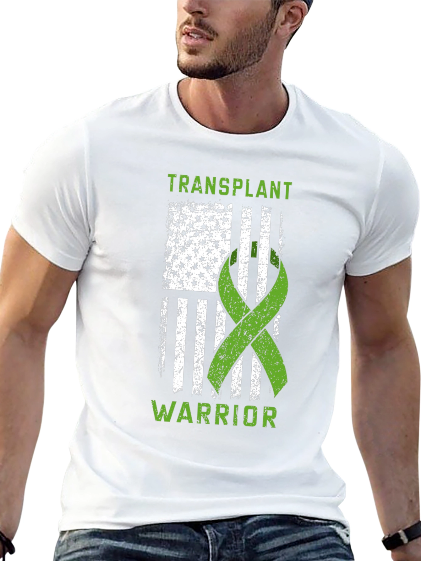 Transplant Warrior USA Flag Ribbon T-Shirt