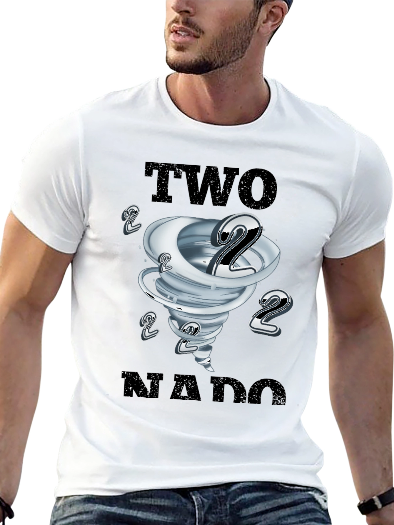 Two-nado Black T-Shirt - Unique Tornado Design