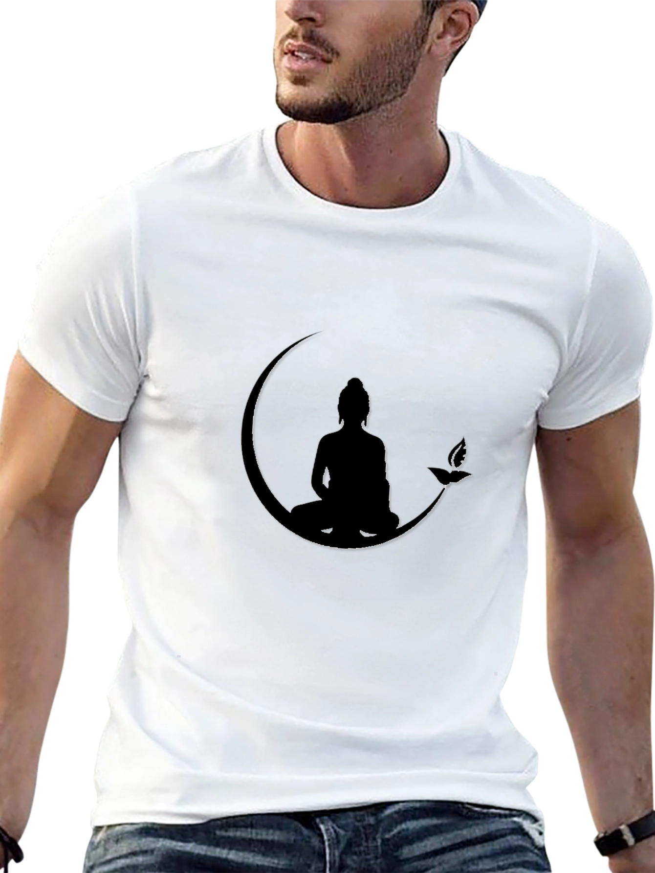 Buddha Moon Graphic Tee - Black