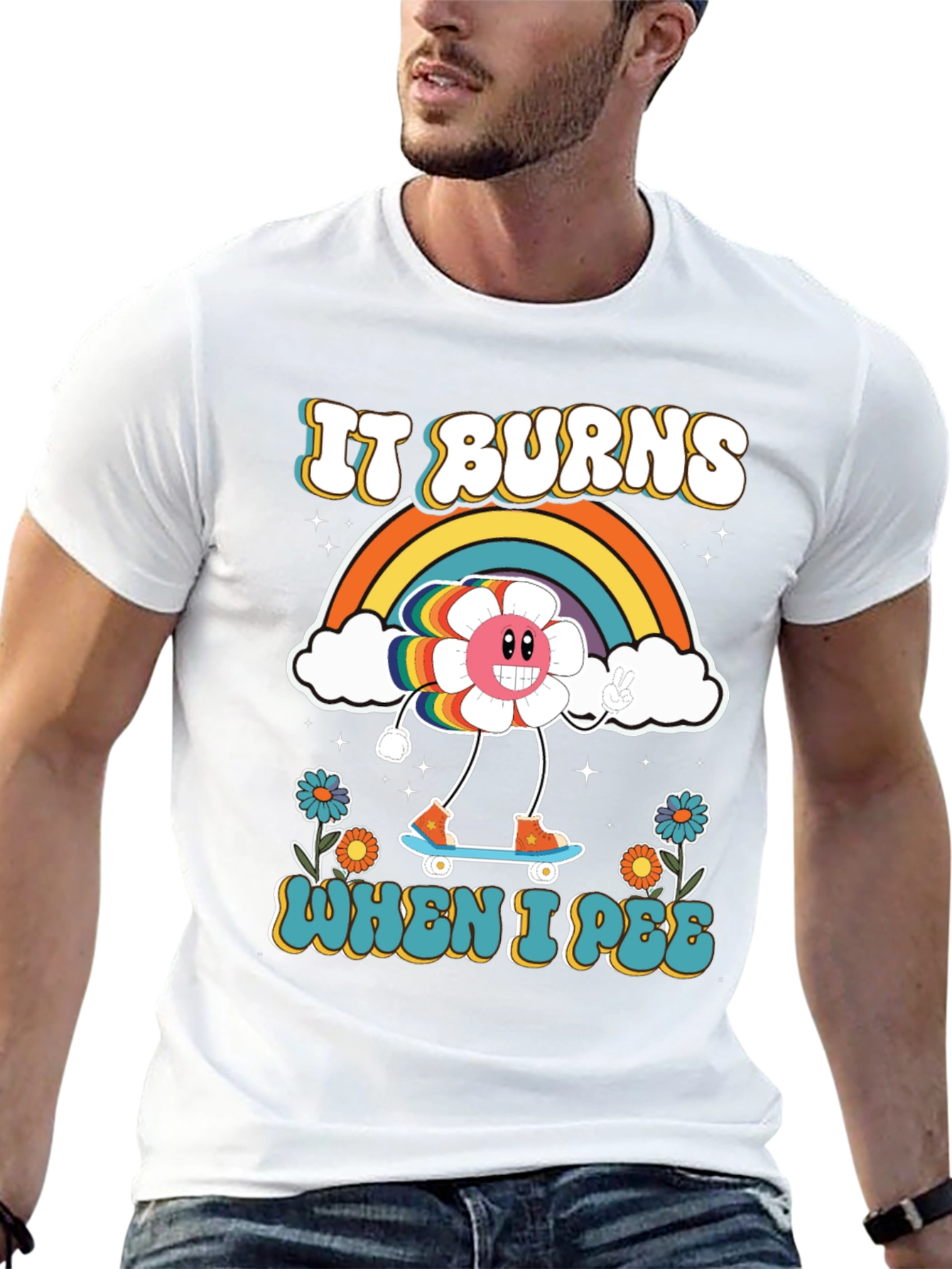 Funny Retro It Burns When I Pee Graphic Tee