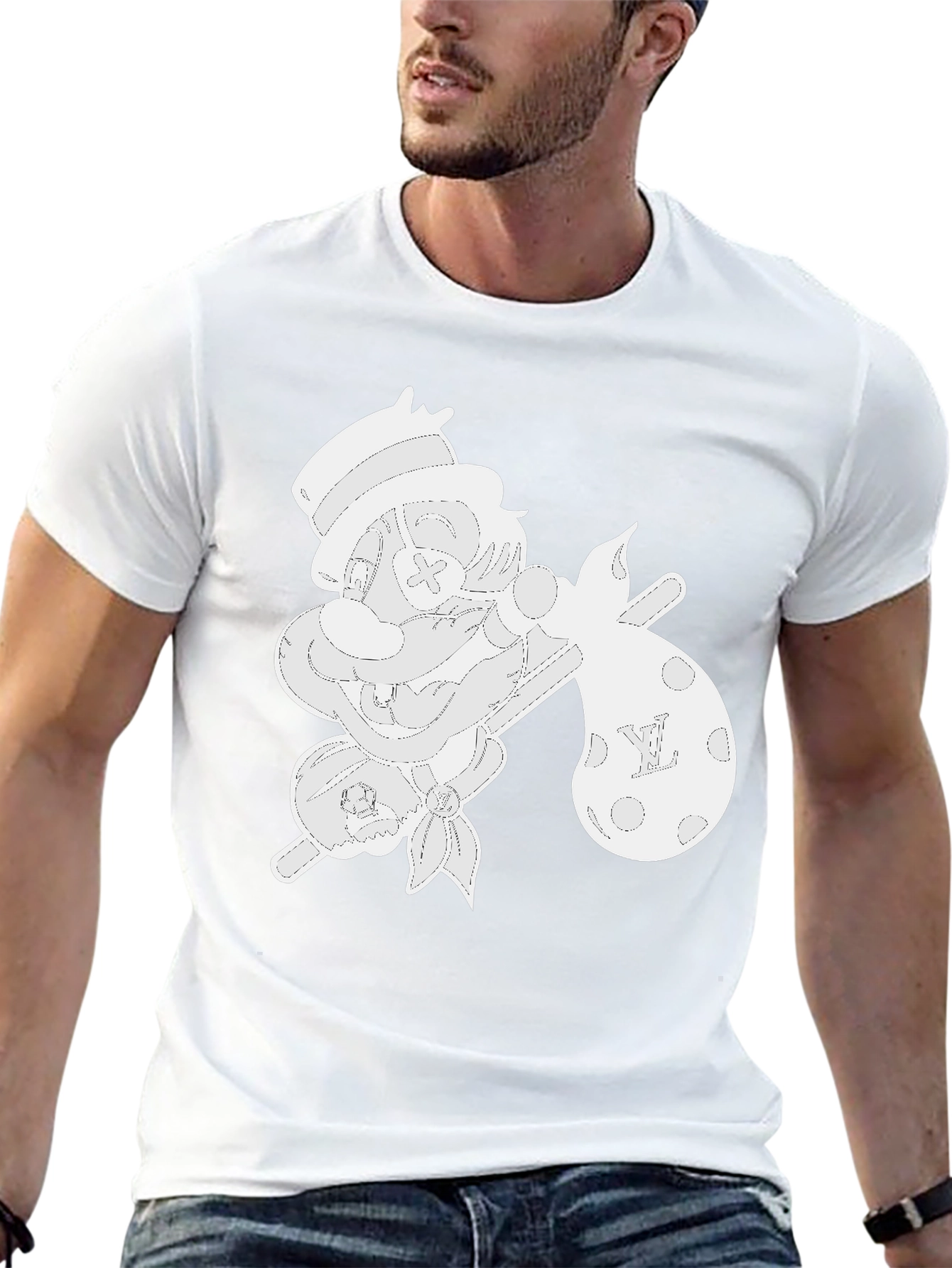 Cartoon Hobo Graphic Tee - Black Cotton Blend