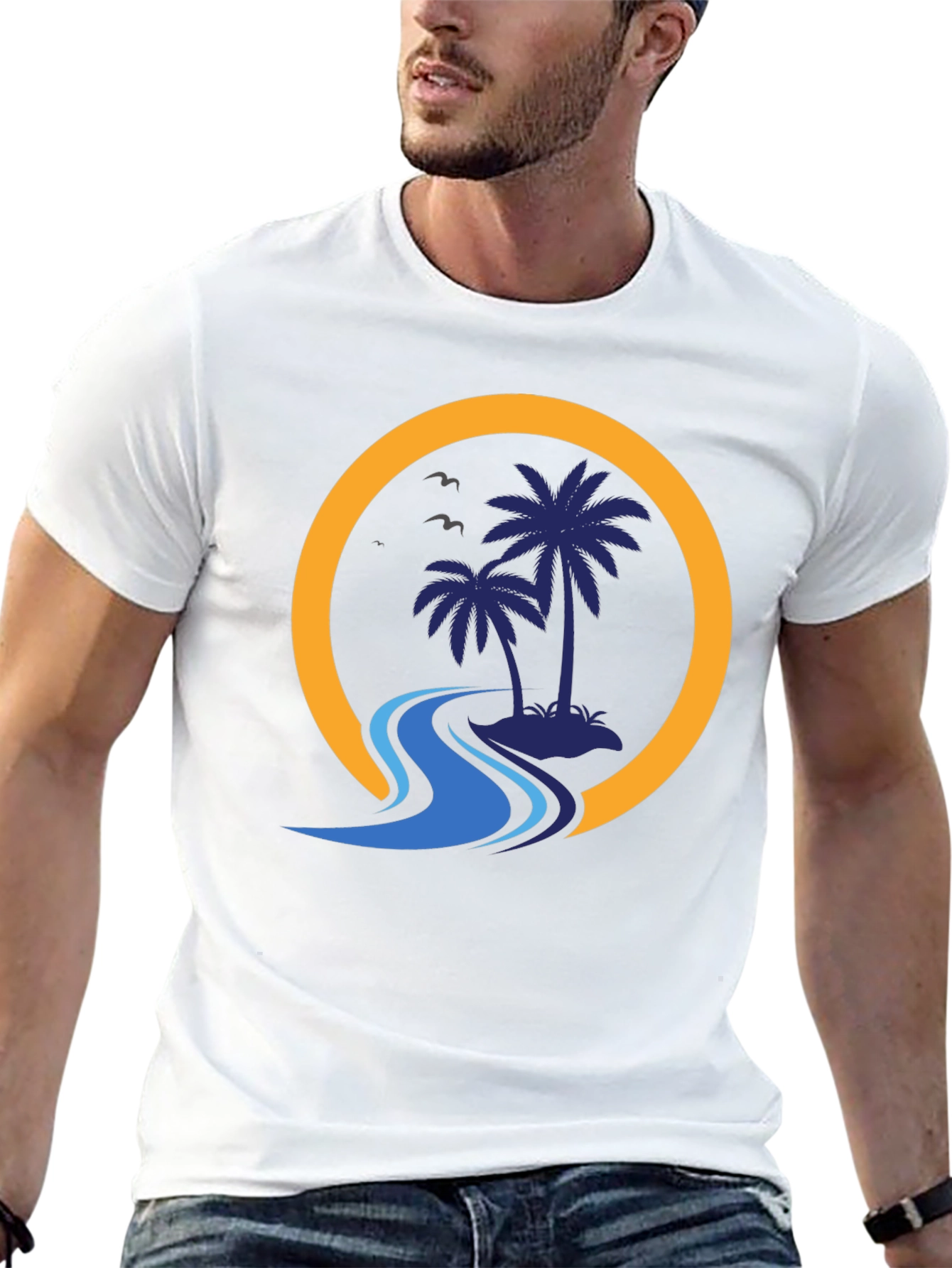 Palm Island Graphic Black T-Shirt