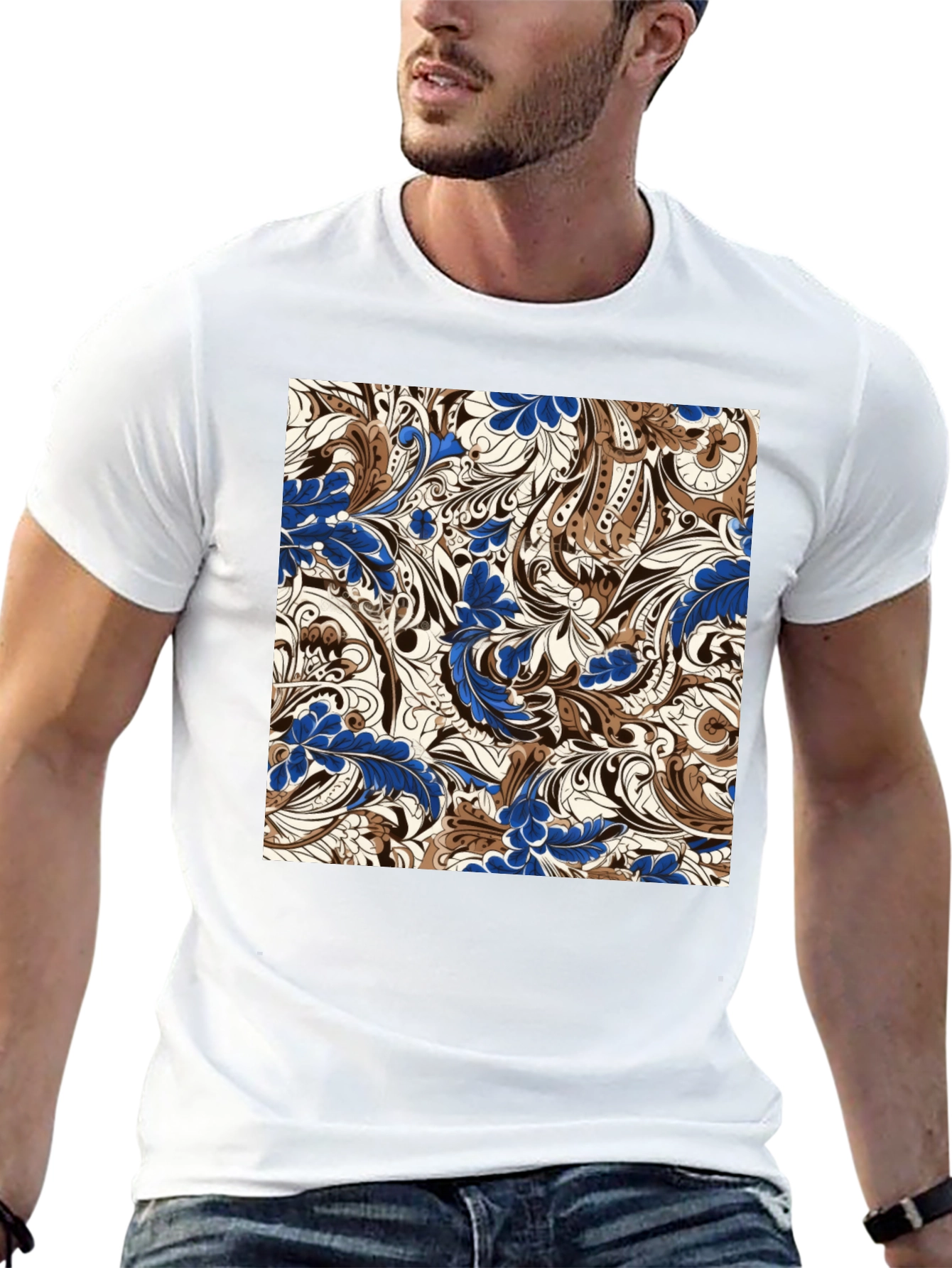 Patterned Graphic Print T-Shirt