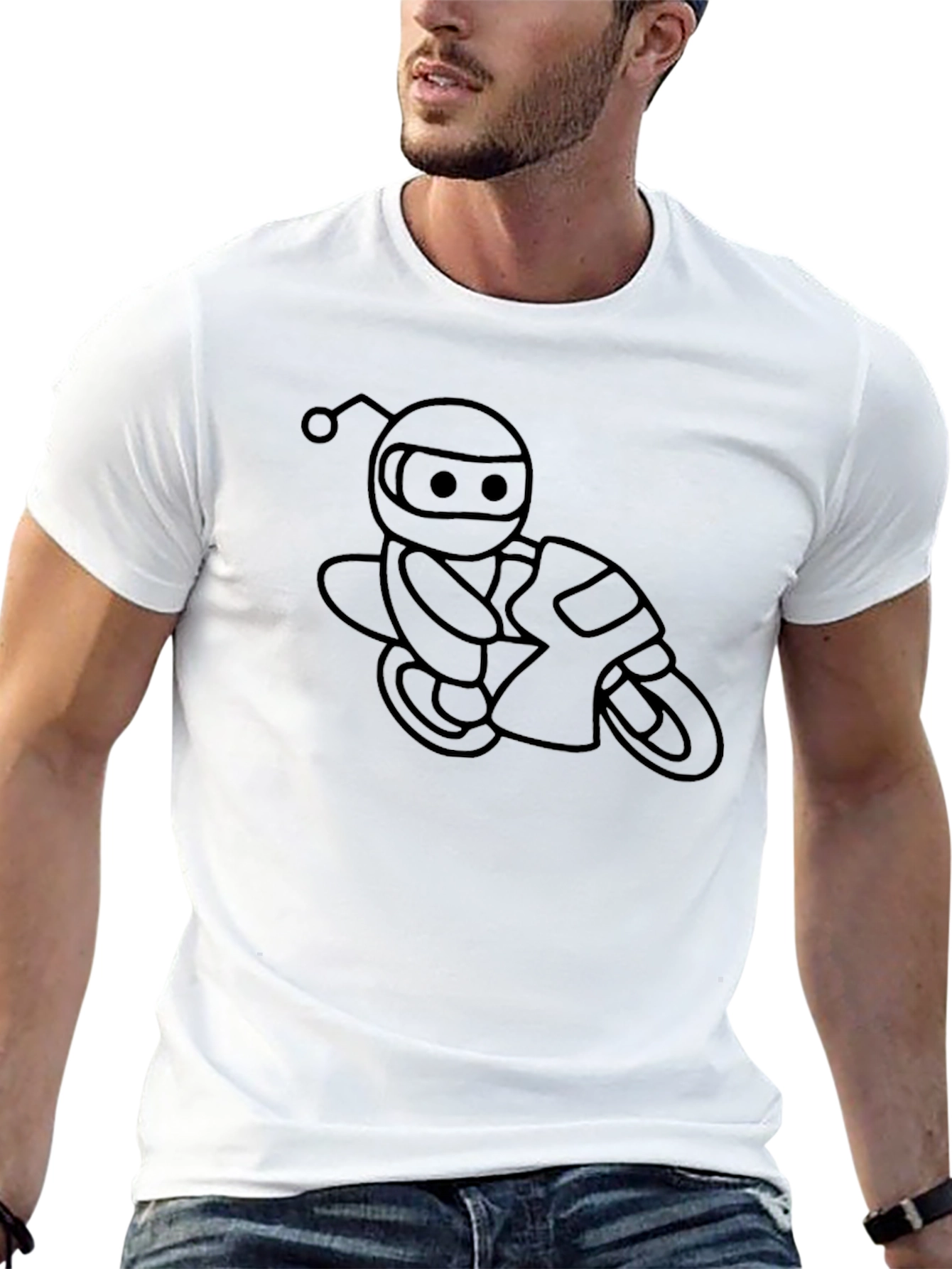 Robot Rider Graphic Tee - Cool Black T-Shirt