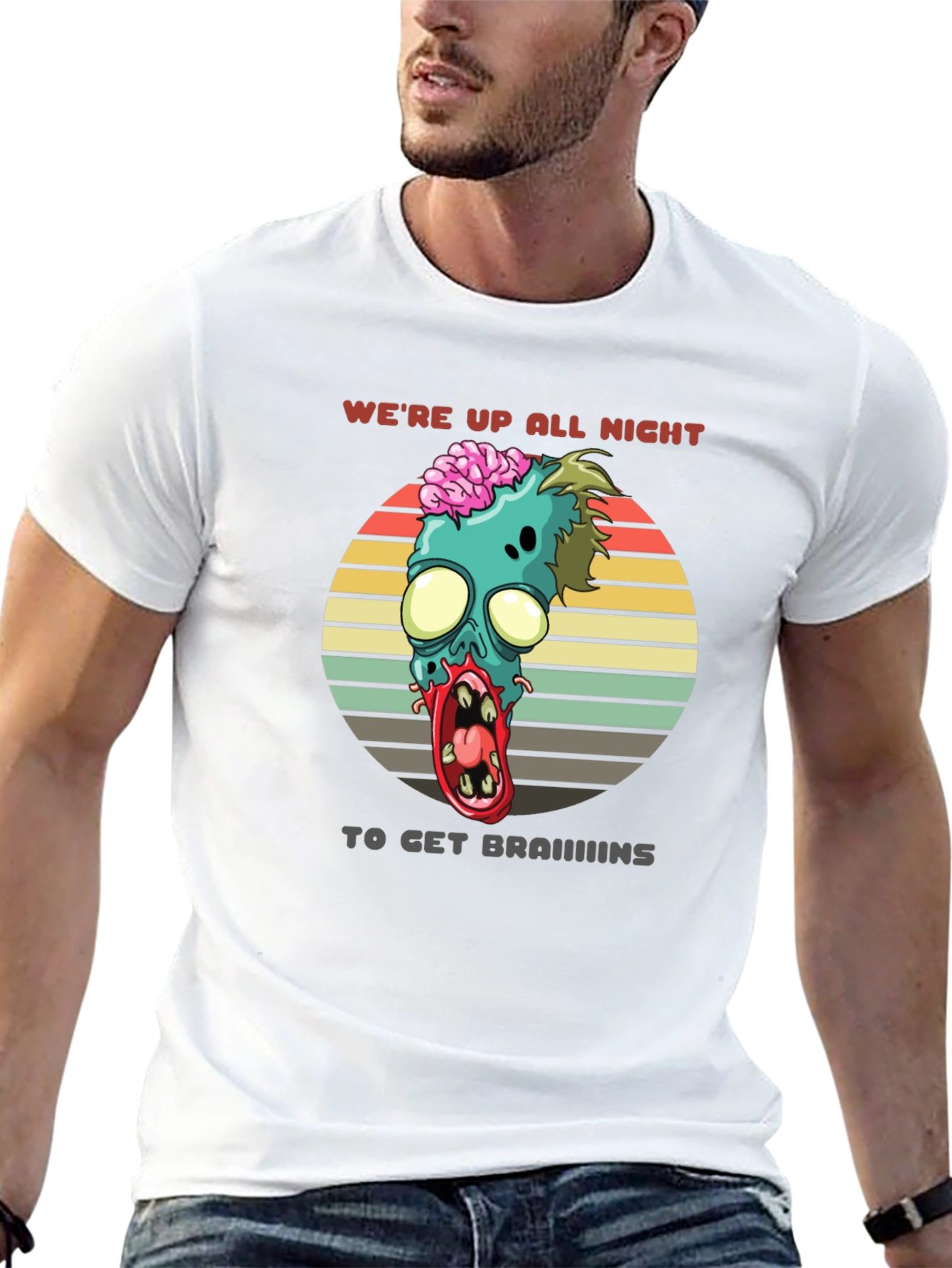 Zombie Brains T-Shirt - Were Up All Night