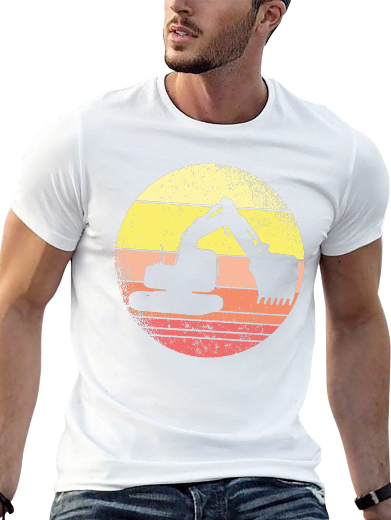 Retro Excavator Sunset Graphic Tee