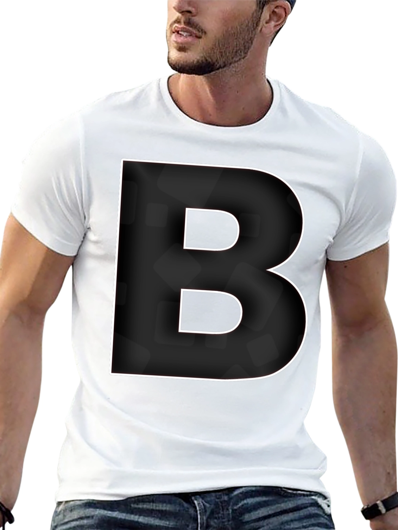 Bold Letter B Graphic Tee - Modern Black T-Shirt