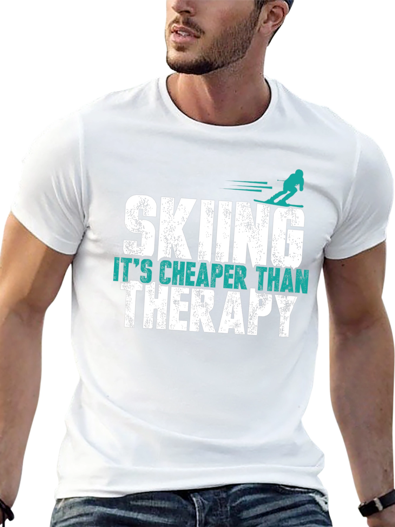 Skiing is Cheaper Than Therapy Graphic Tee