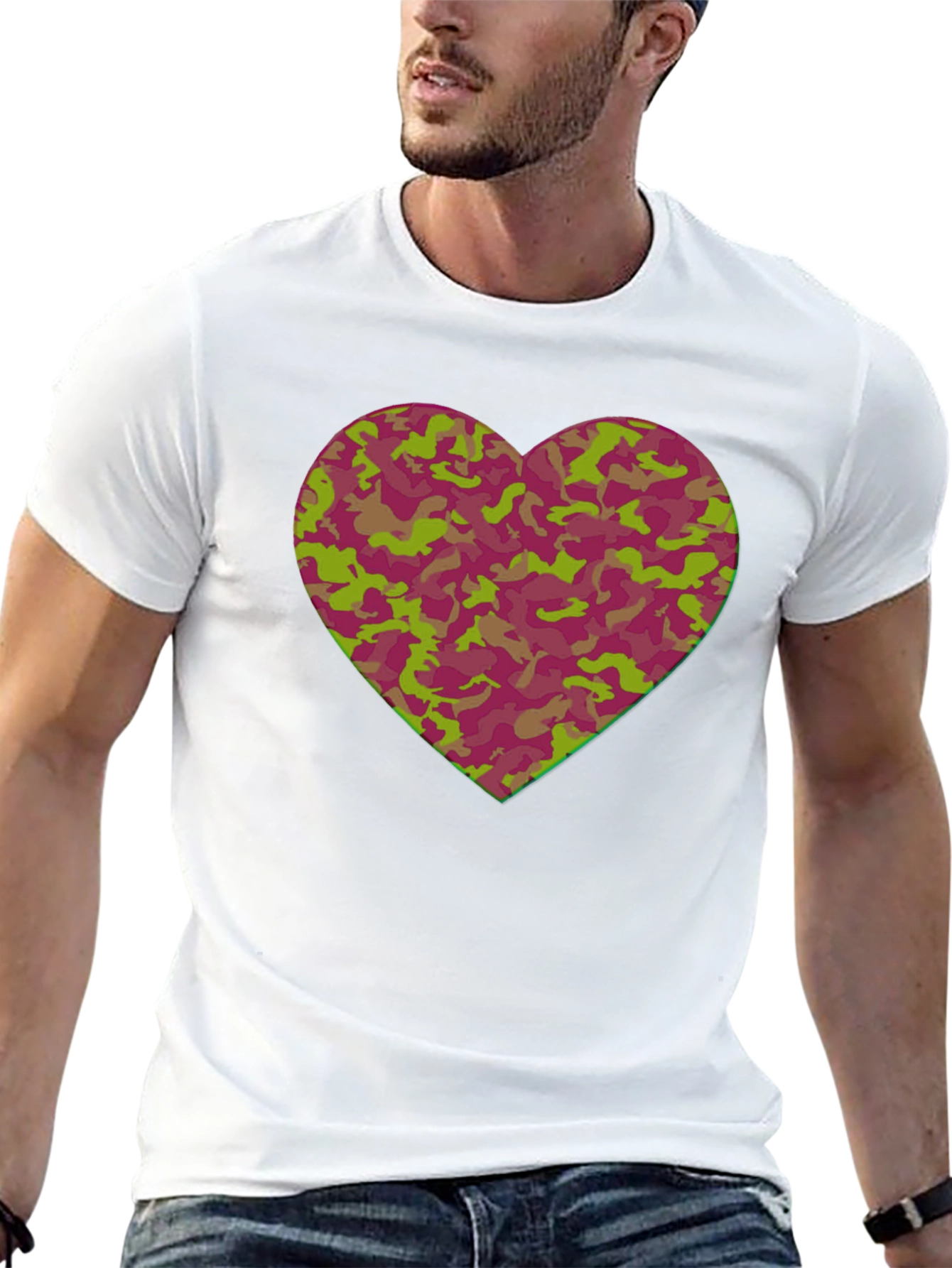 Camo Heart Graphic Tee - Stylish Casual Wear
