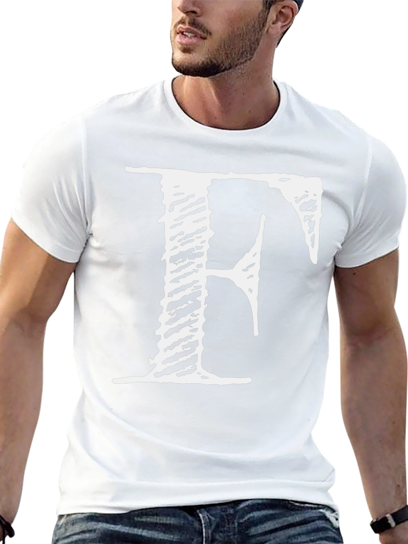 Mens Black T-Shirt with White F Graphic