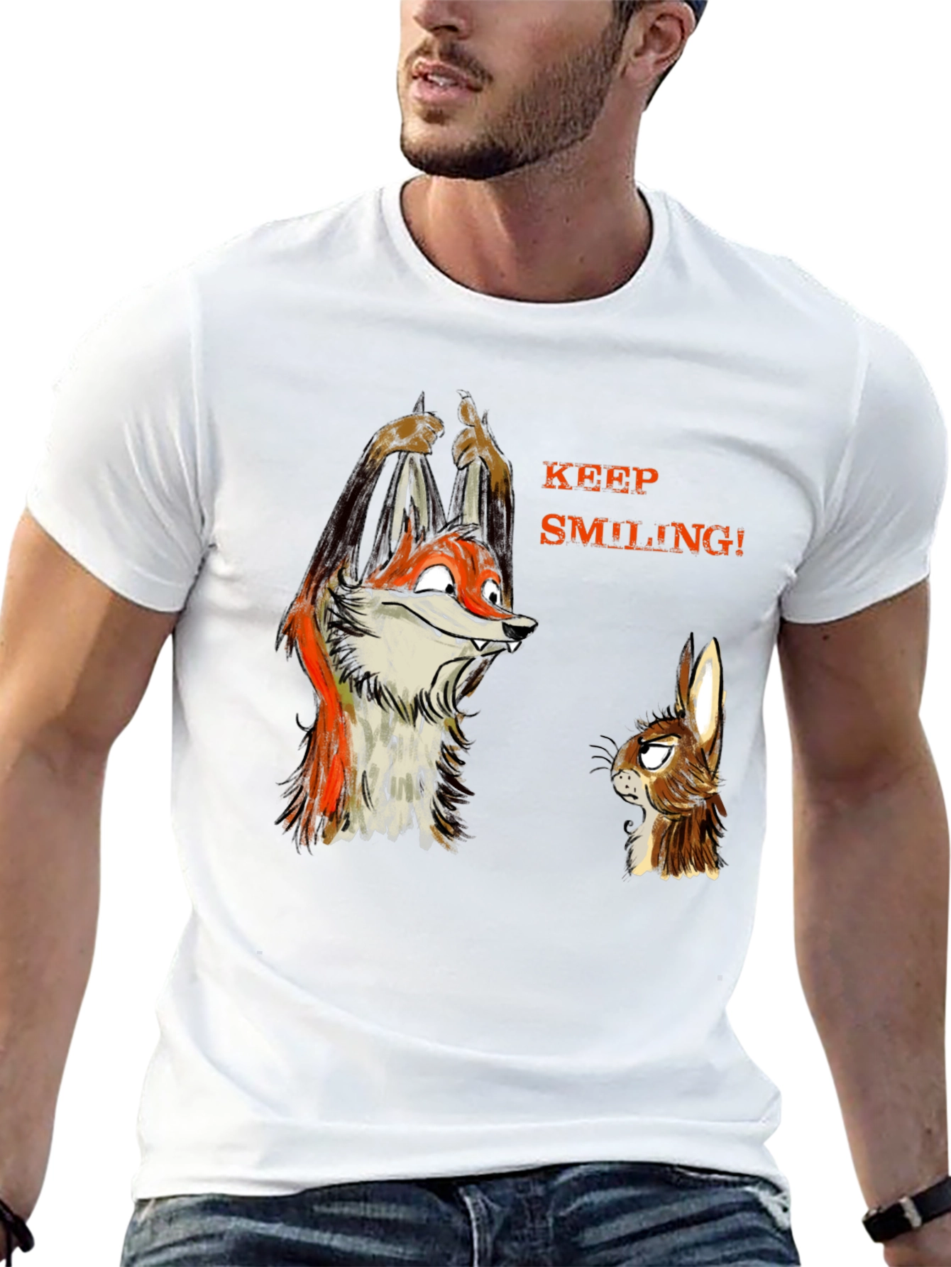 Keep Smiling Fox & Rabbit Graphic T-Shirt