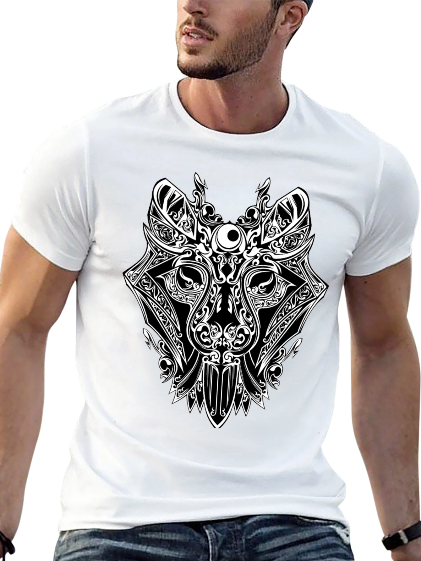 Tribal Wolf Graphic T-Shirt