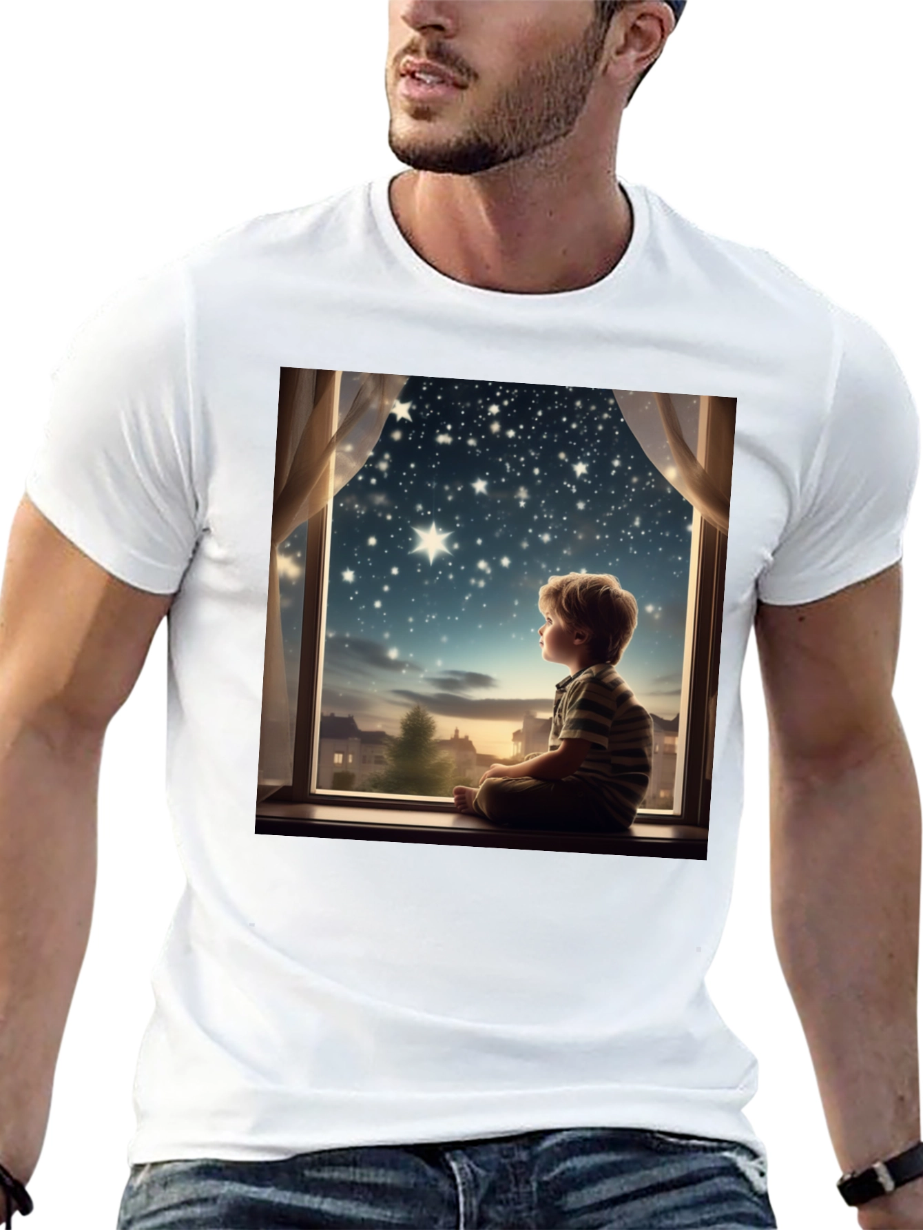Boy Stargazing Graphic Tee - Comfort & Style