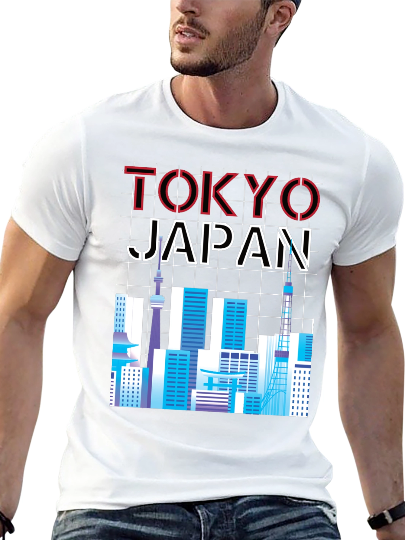 Tokyo Japan Skyline Graphic Tee - Black