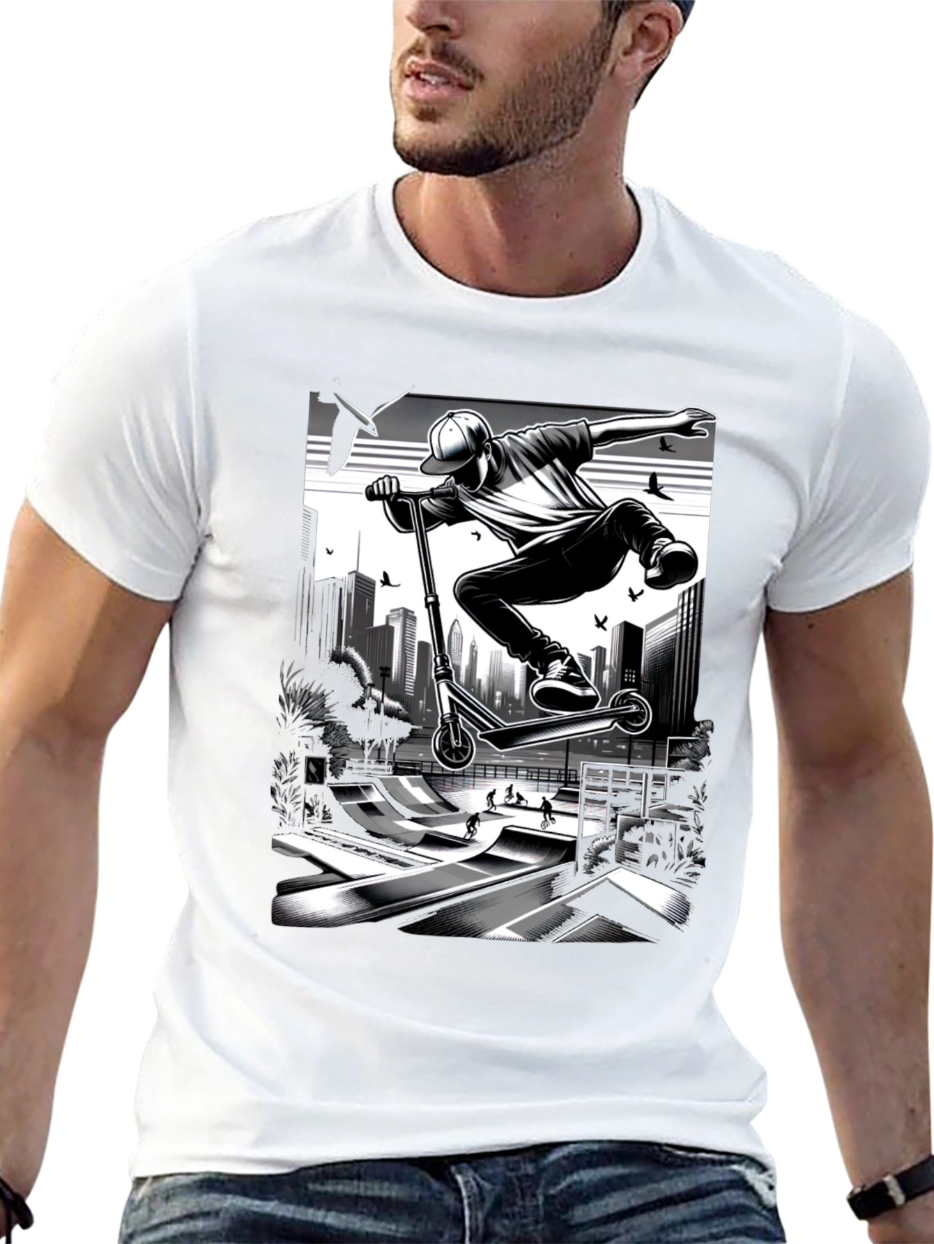 Urban Stunt Scooter Graphic Tee - Black