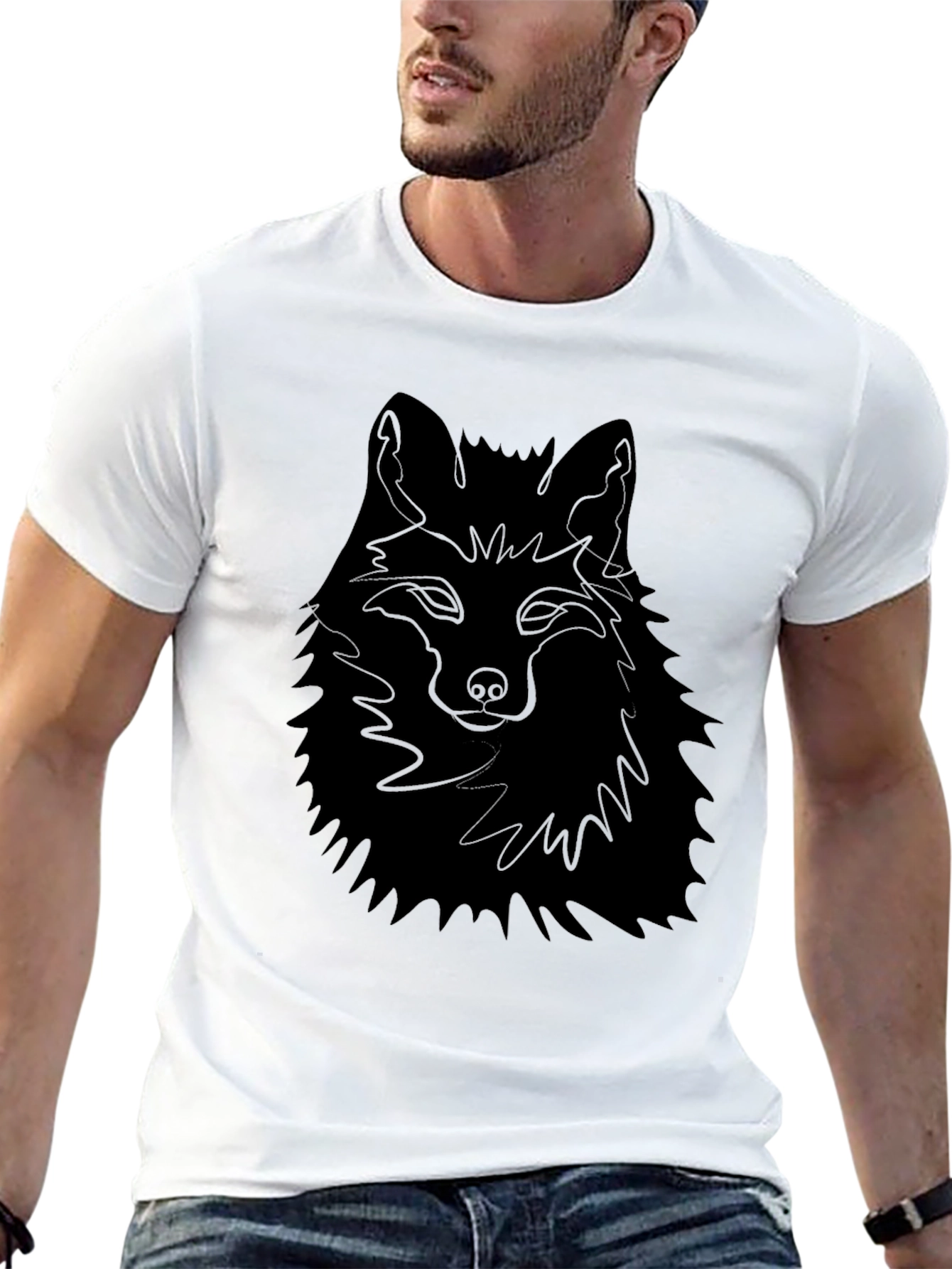 Mens Black Fox Graphic Tee - Stylish Comfort