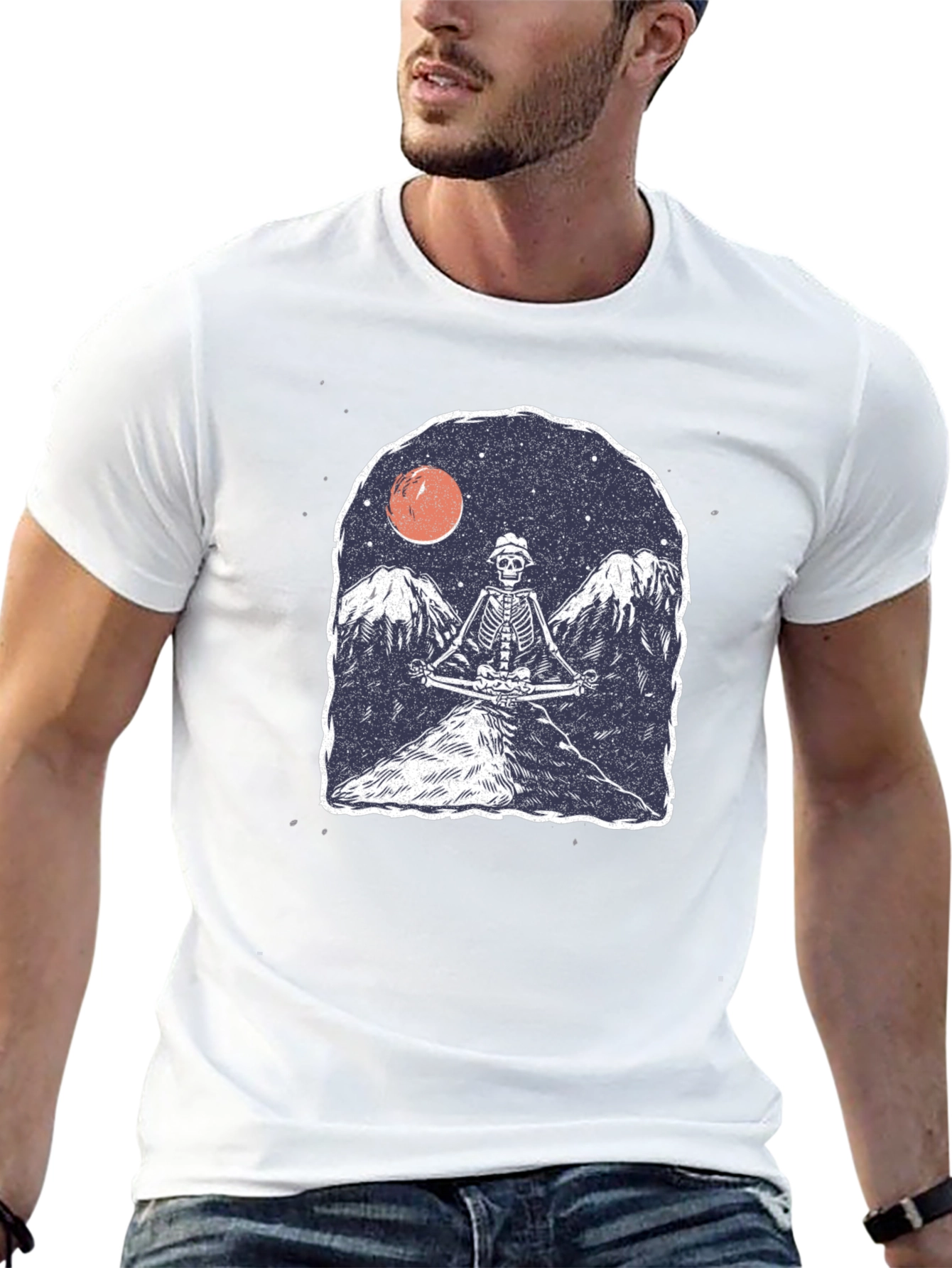 Skeleton Meditating T-Shirt - Graphic Print Tee