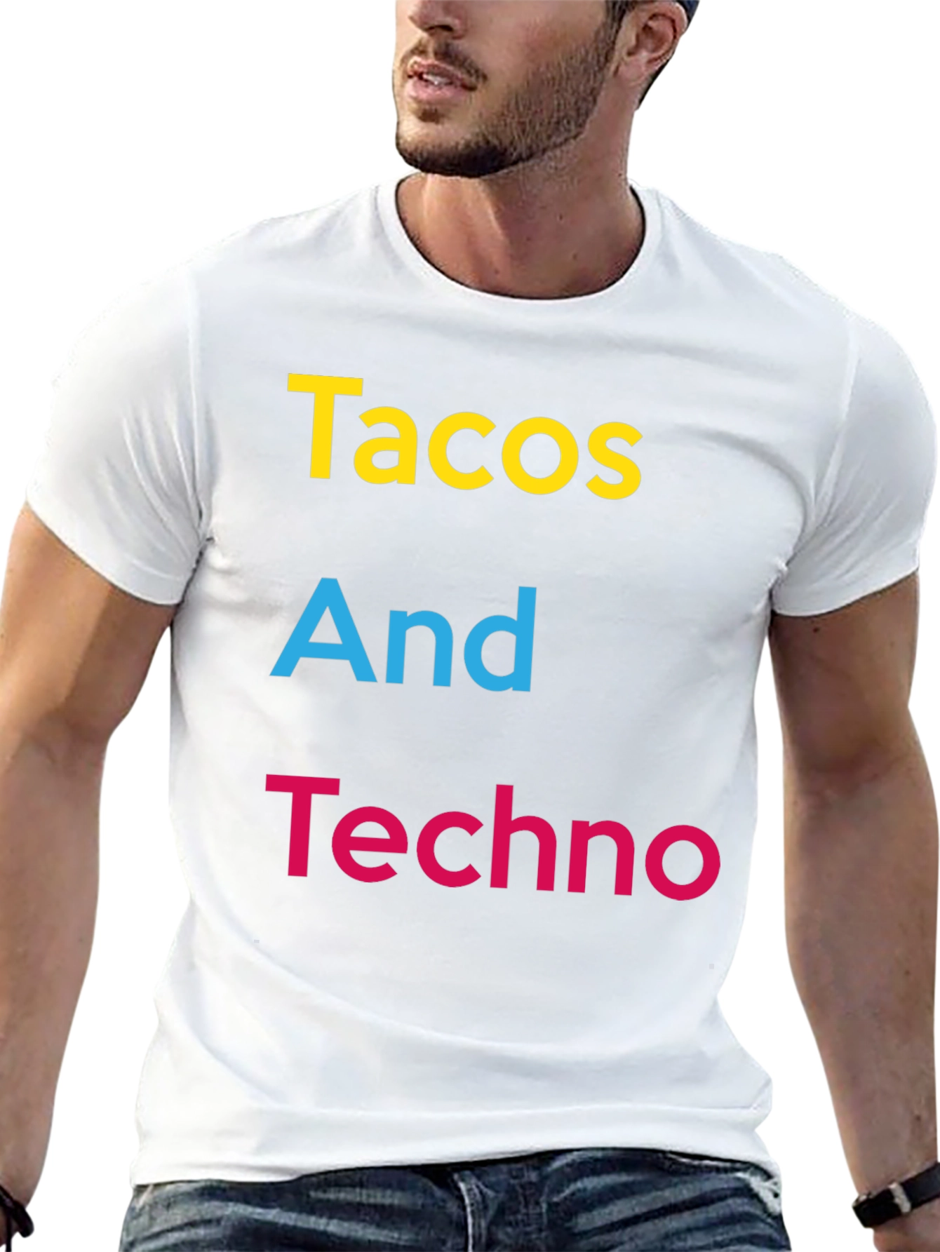 Tacos And Techno Graphic Tee - Black Cotton T-Shirt