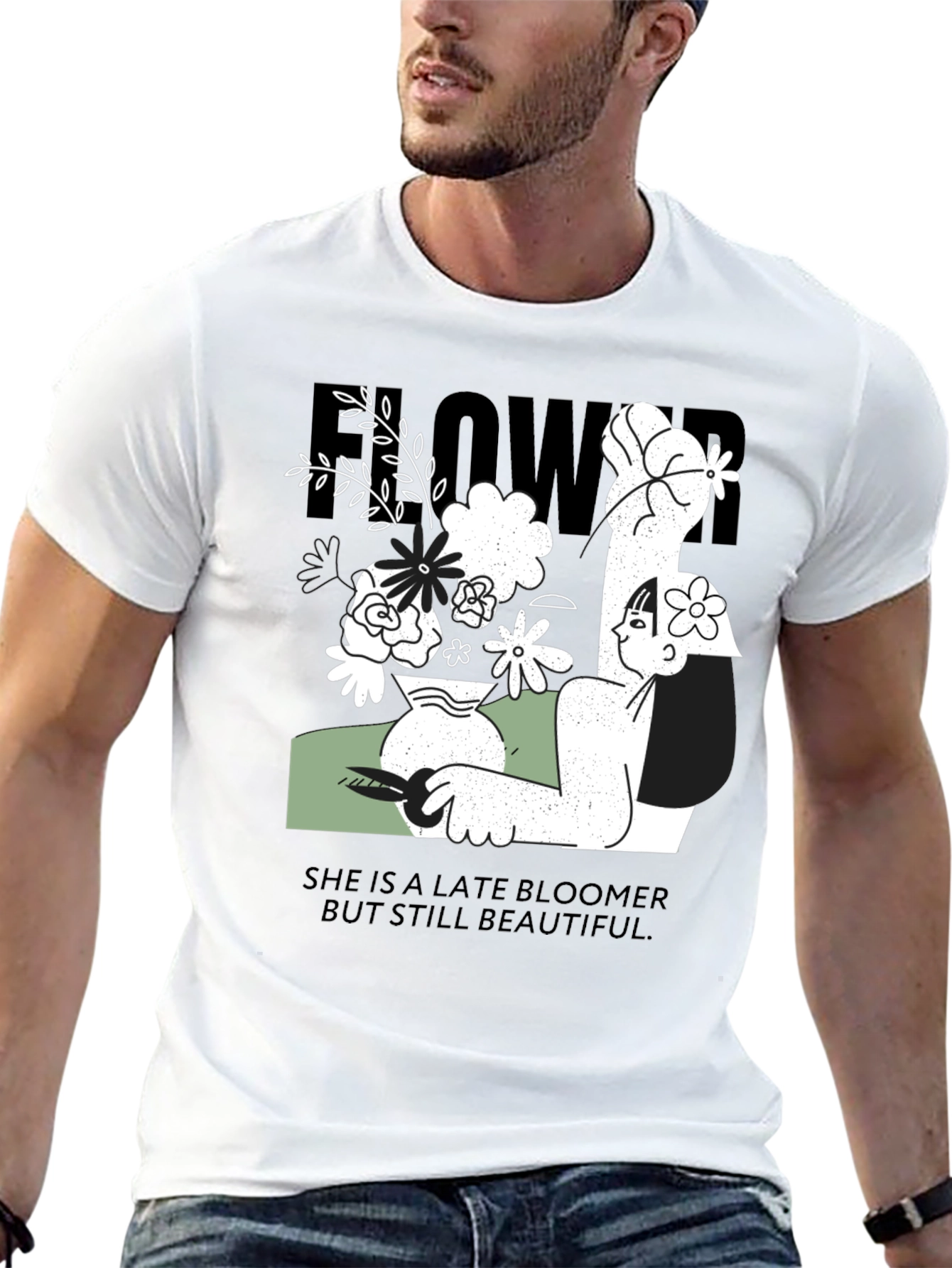 Floral Graphic Print Tee - Late Bloomer T-Shirt